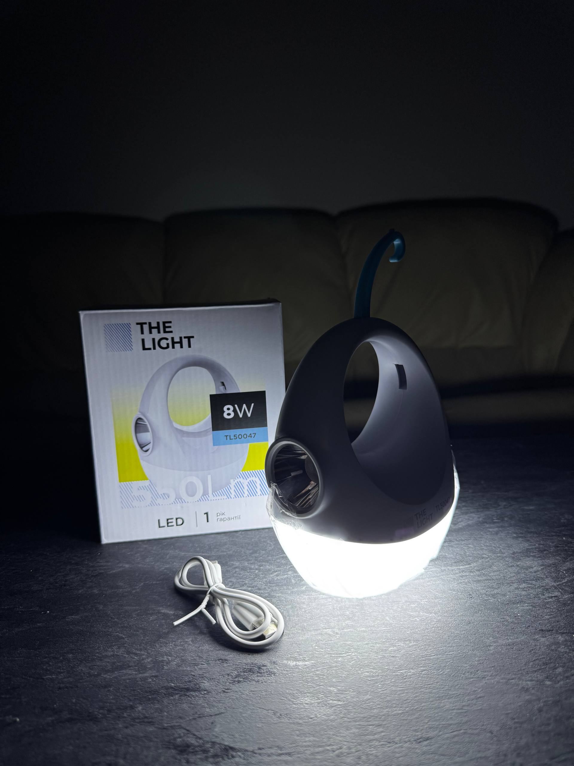 Лампа-світильник акумуляторний кемпінг підвісний з режимами потужності та USB-зарядкою - Зображення 8