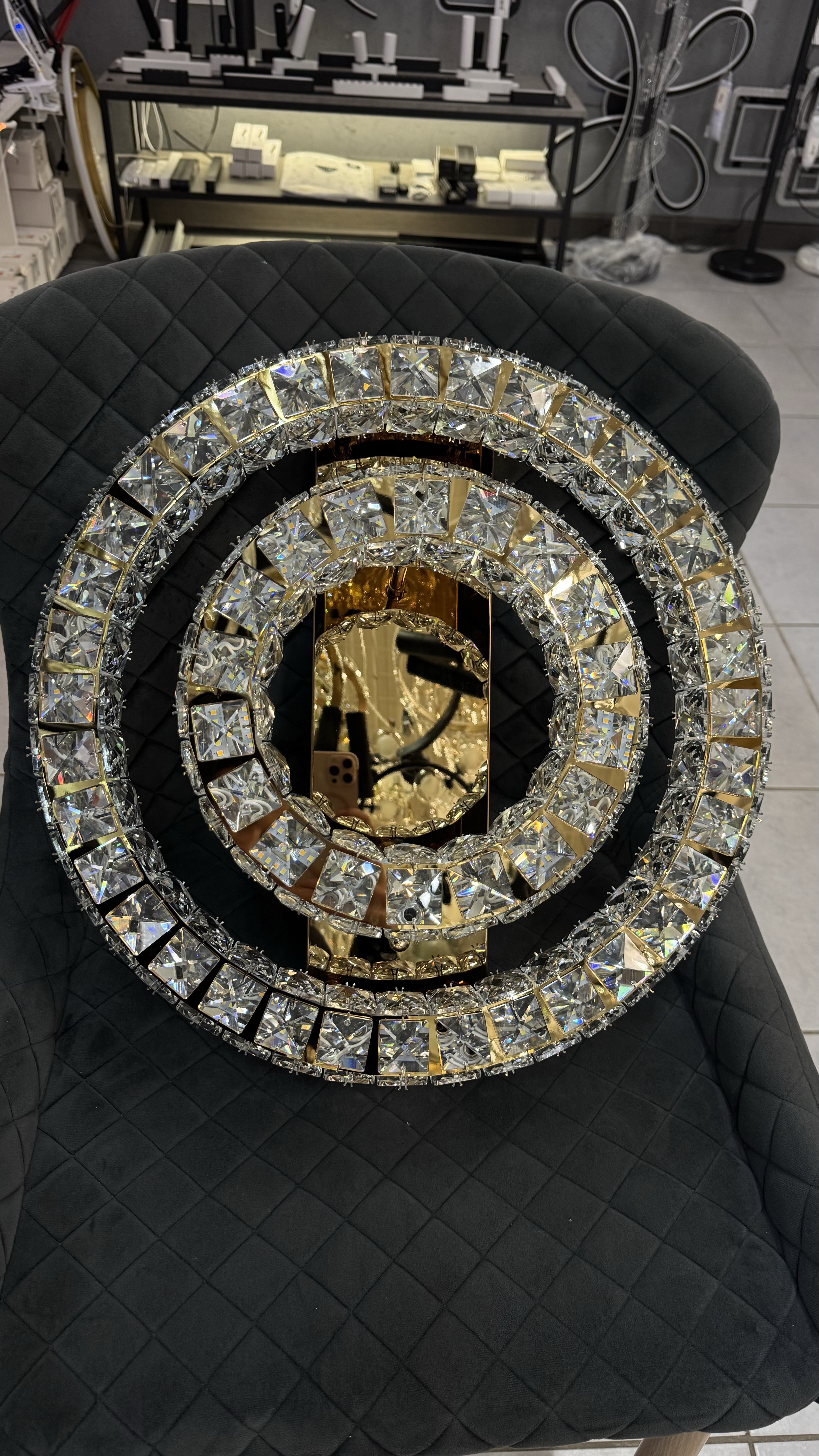 Стельова криштатева люстра в золоті 60W - Зображення 3