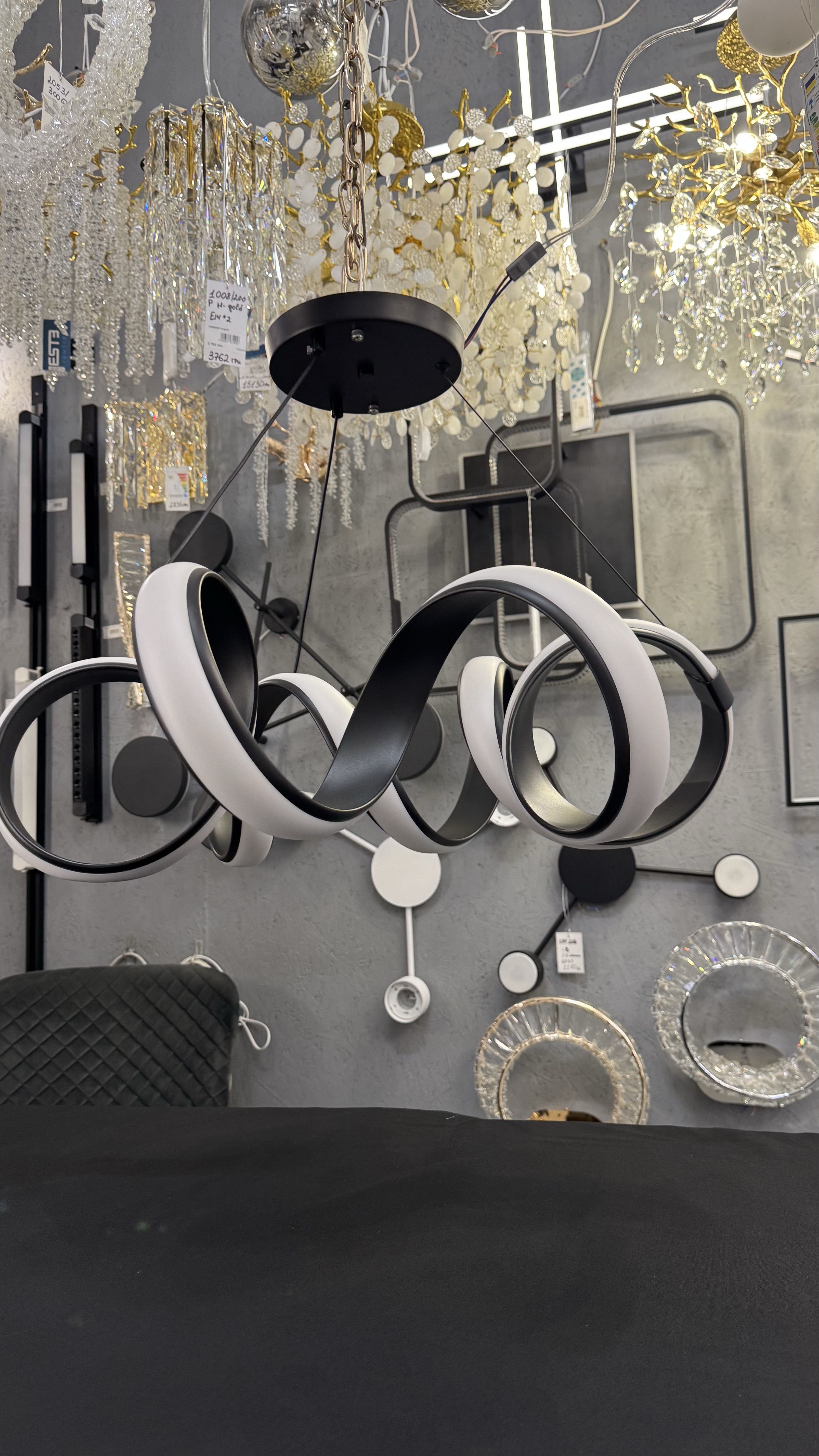 Світлодіодна підвісна люстра, чорна, 169W - Зображення 27