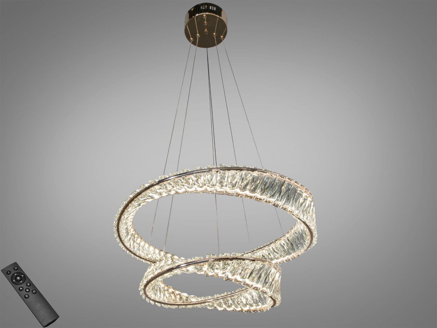 Інноваційна кришталева світлодіодна люстра на тросах, 110W, золото