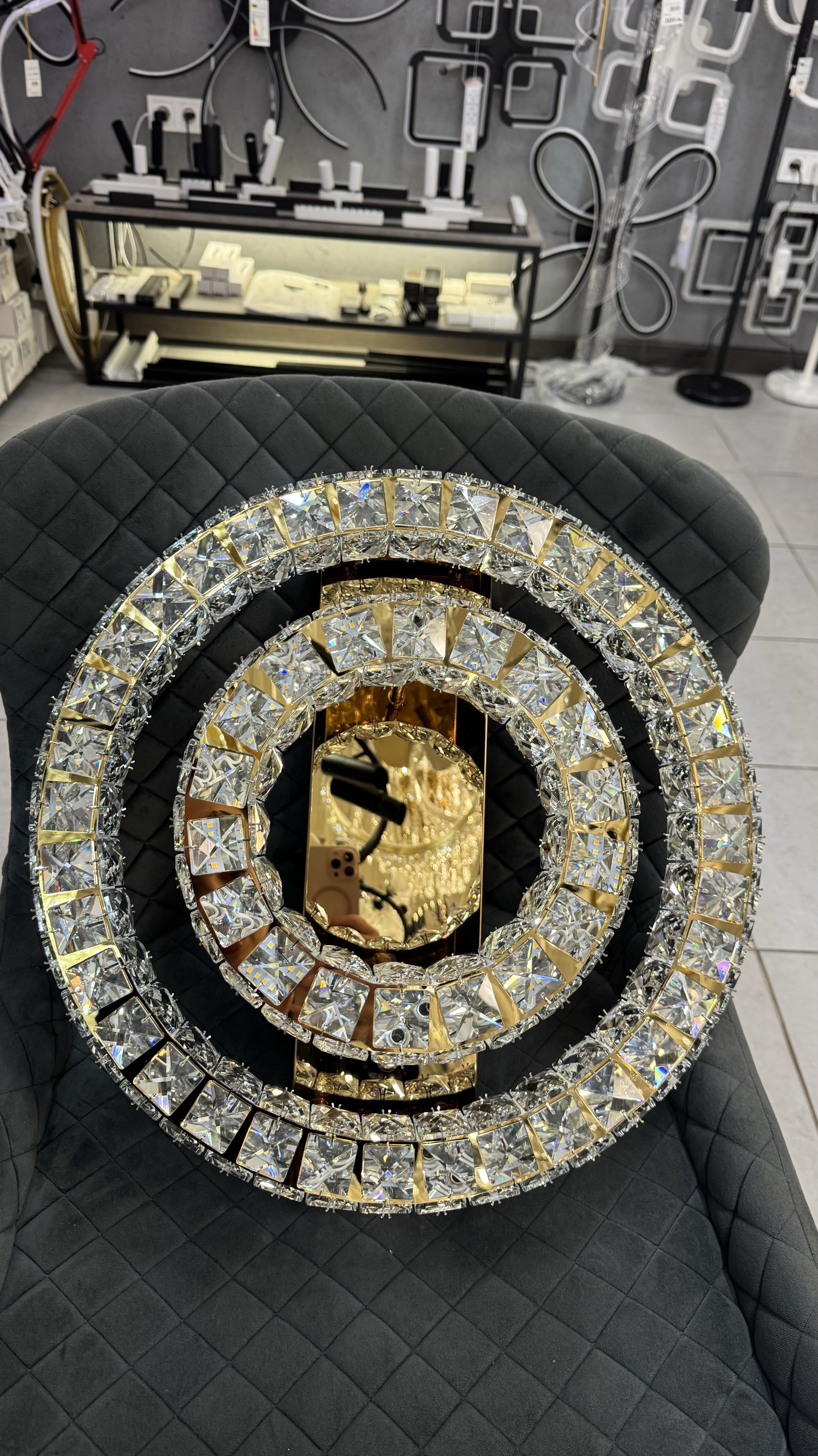 Стельова криштатева люстра в золоті 60W - Зображення 6