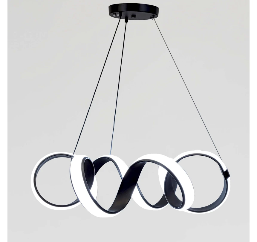 Світлодіодна підвісна люстра, чорна, 169W