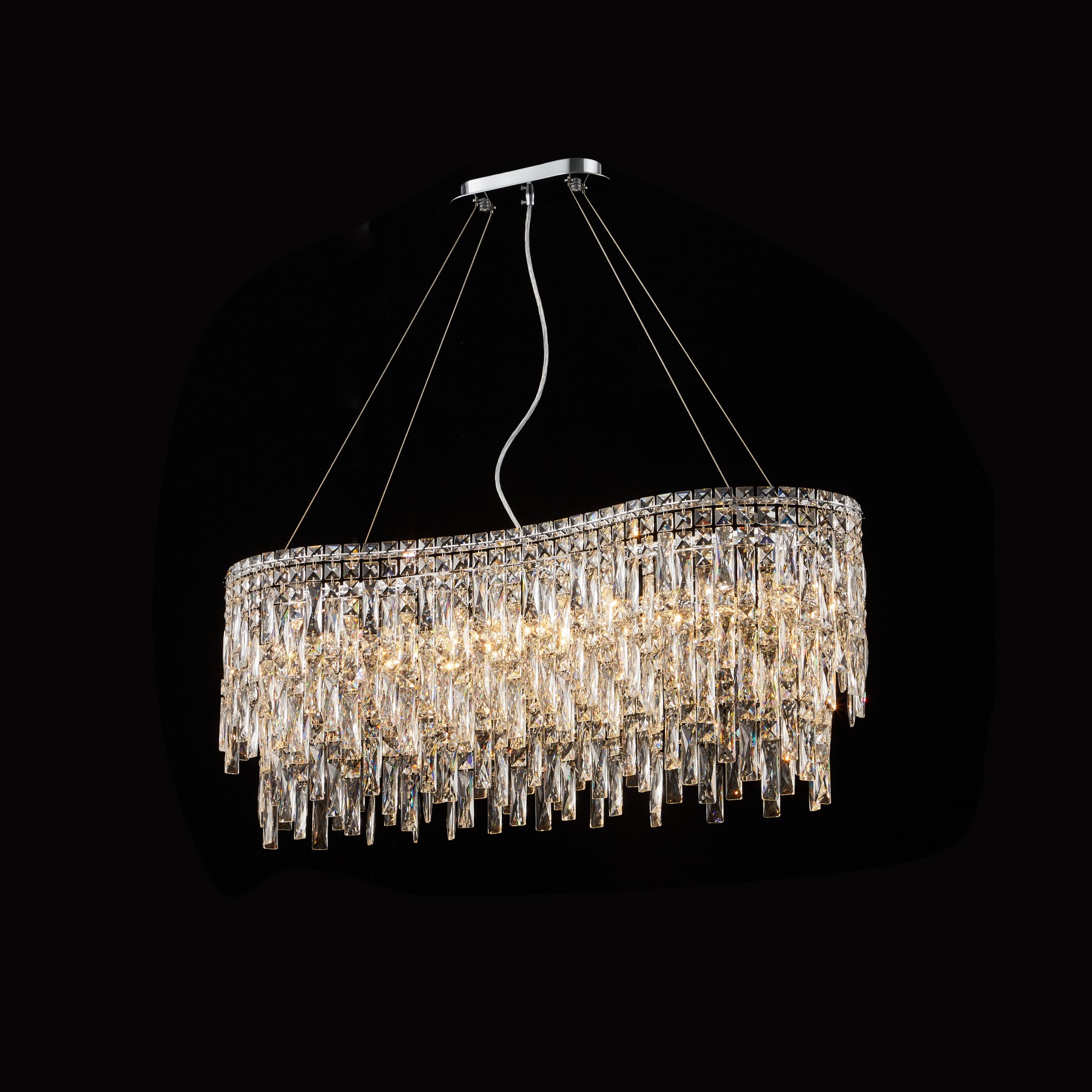 Прямокутна кришталева люстра 100 см, Хром ESTE