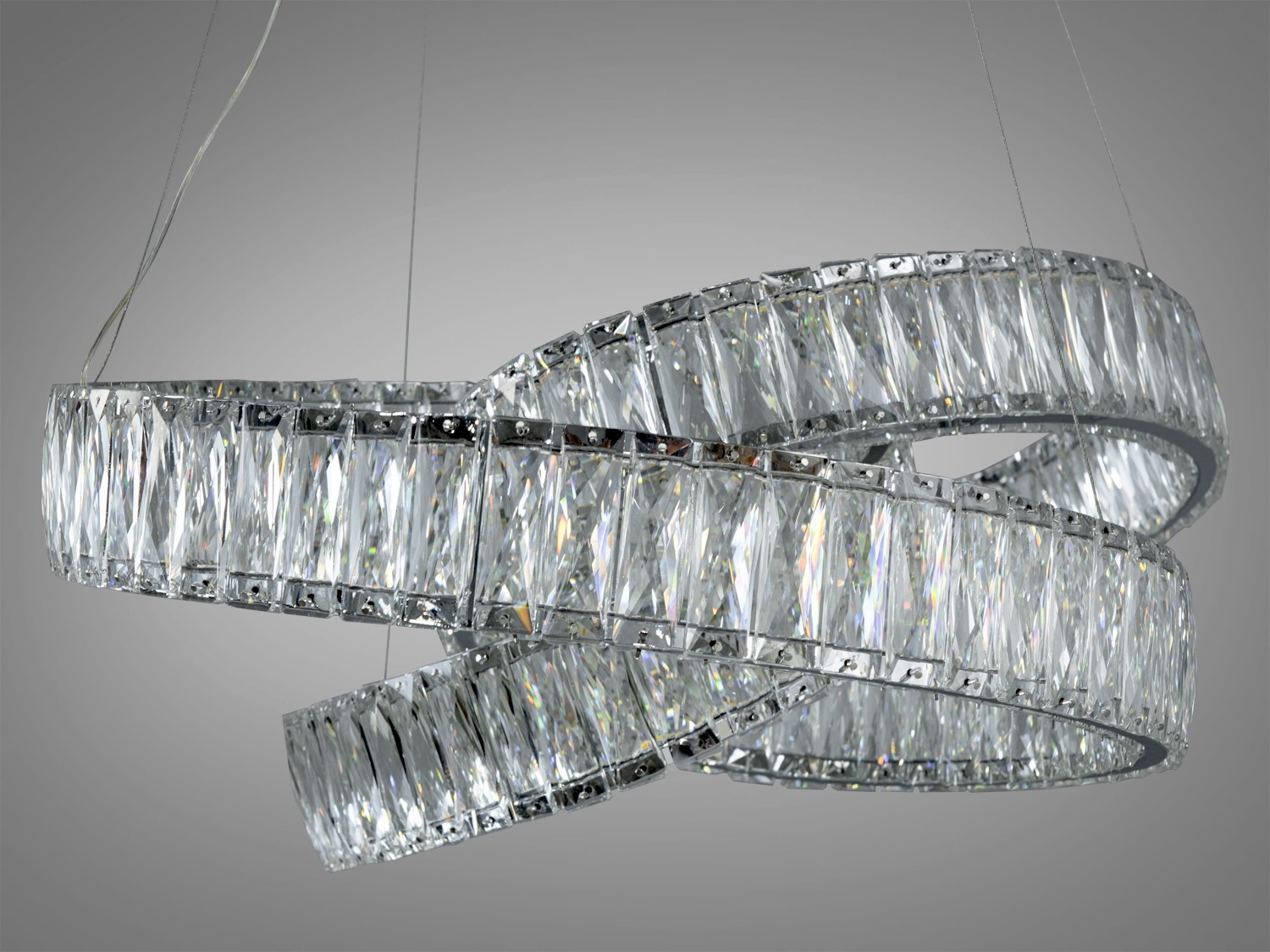 хром підвісна кришталева LED-люстра з пультом, 80W