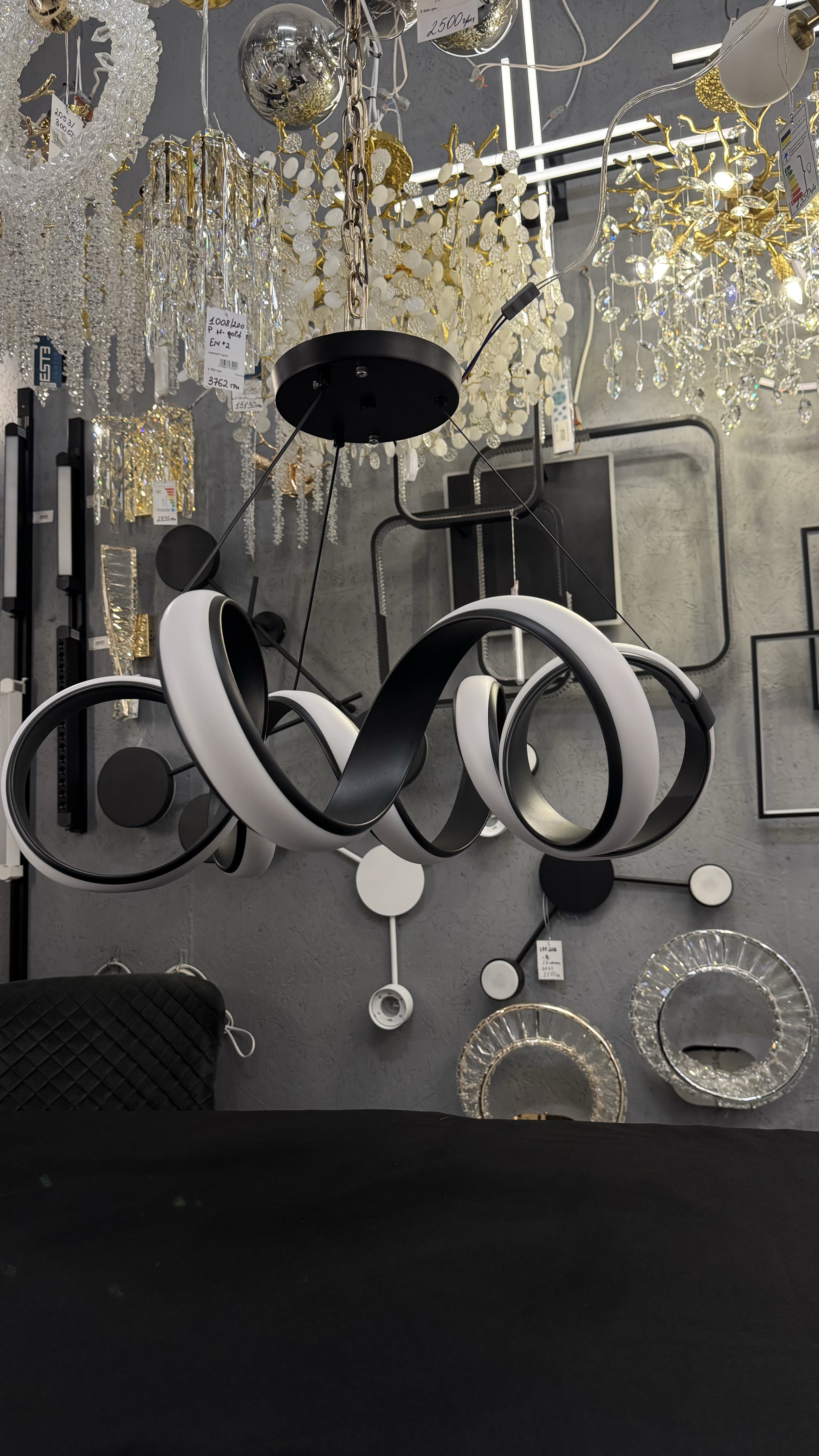 Світлодіодна підвісна люстра, чорна, 169W - Зображення 30