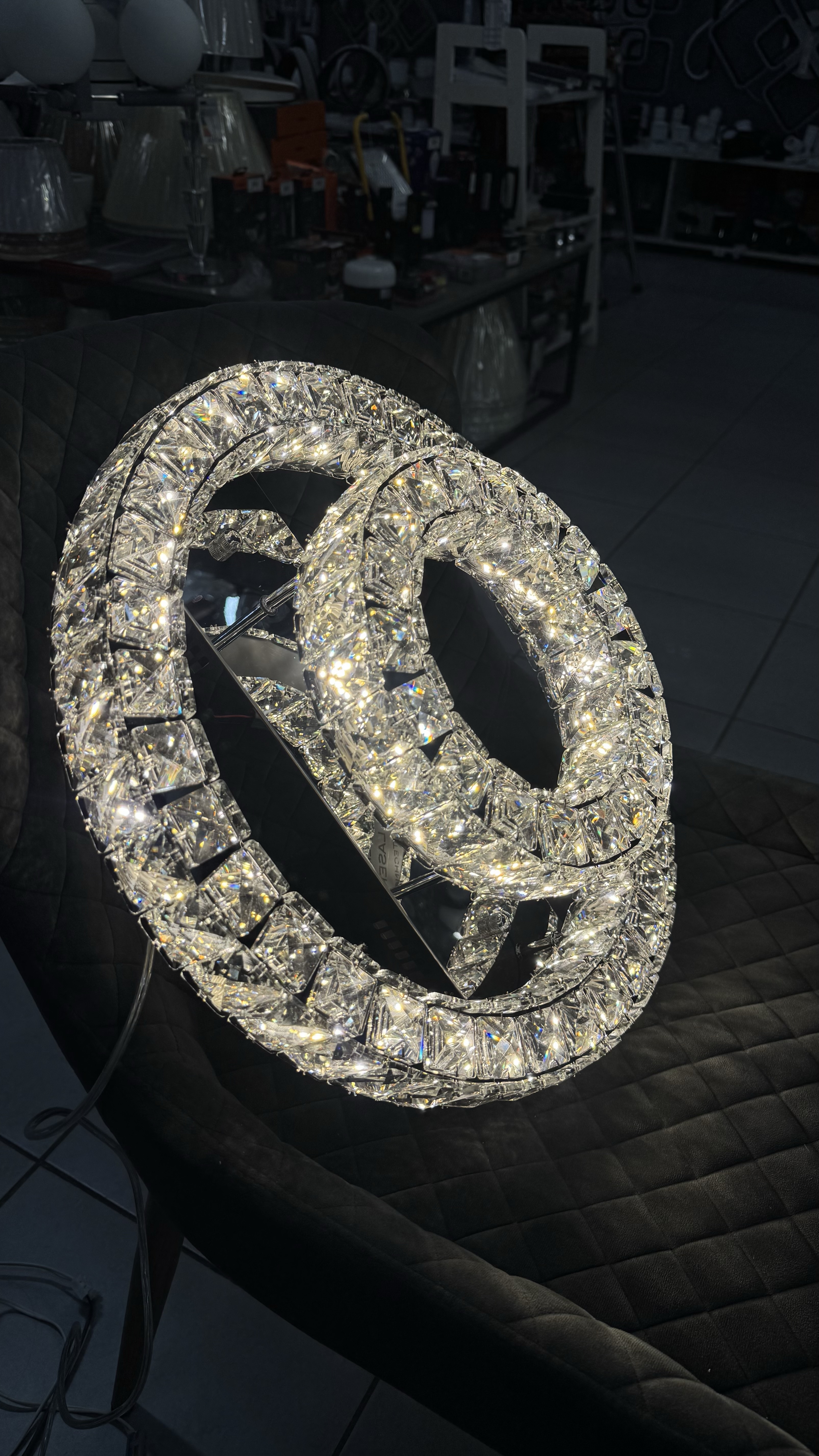 Стельова кришталева люстра з пультом, хром, 60W - Зображення 5