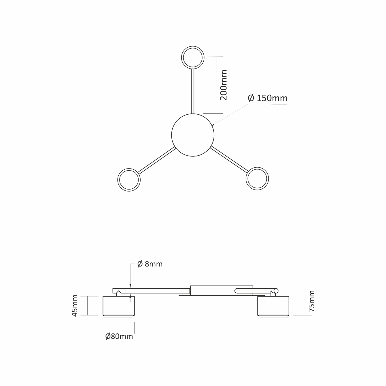 Накладний світильник з трьома лампами GX53 у чорному кольорі - Зображення 4