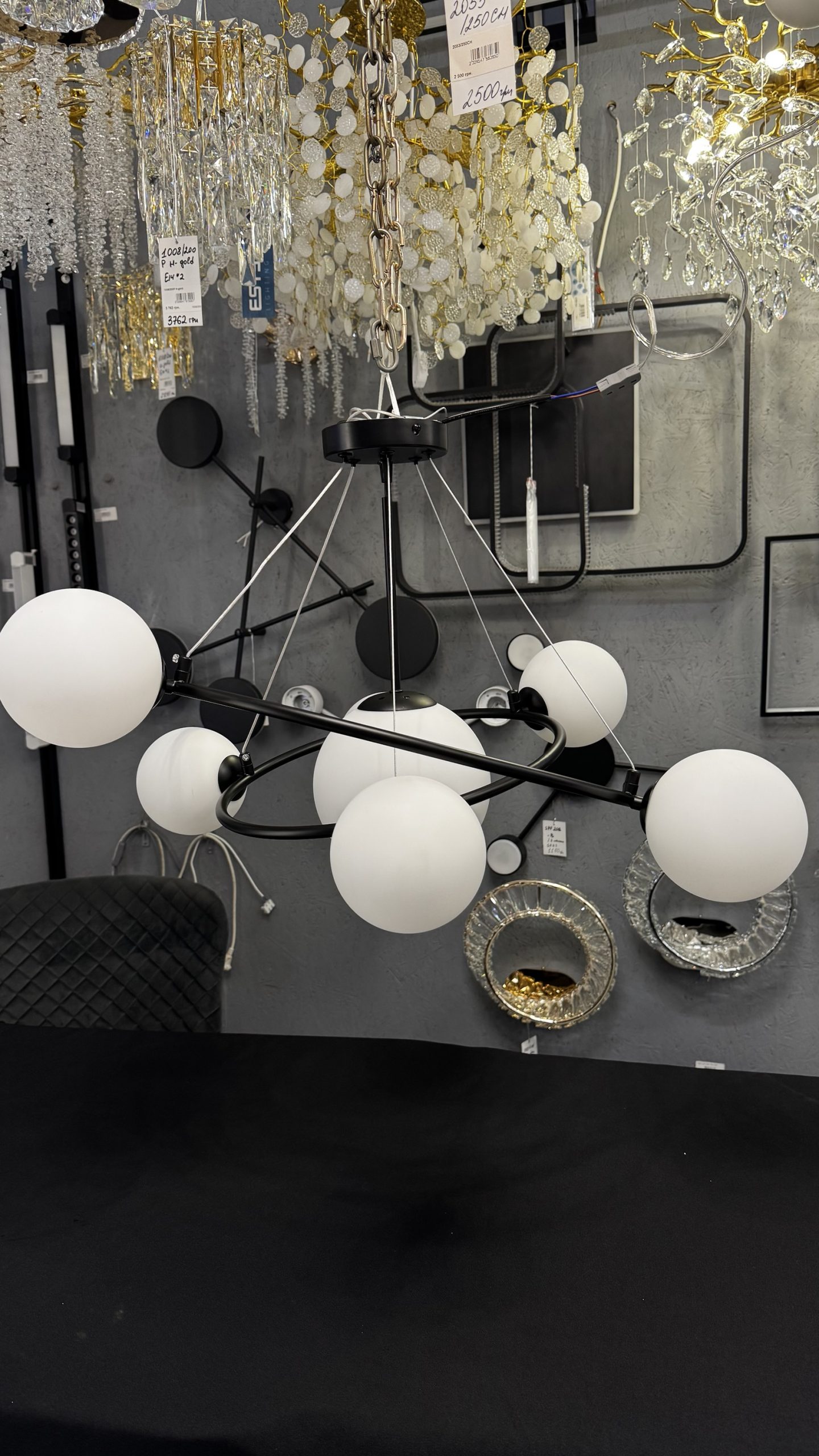 Підвісна люстра Loft “Бульбашки” на 7 ламп,чорна - Зображення 2