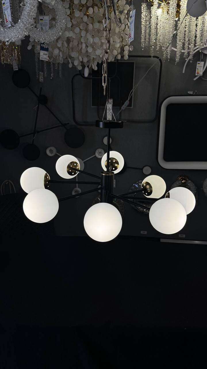 Підвісна люстра  чорний + мідь, 8 ламп - Зображення 2