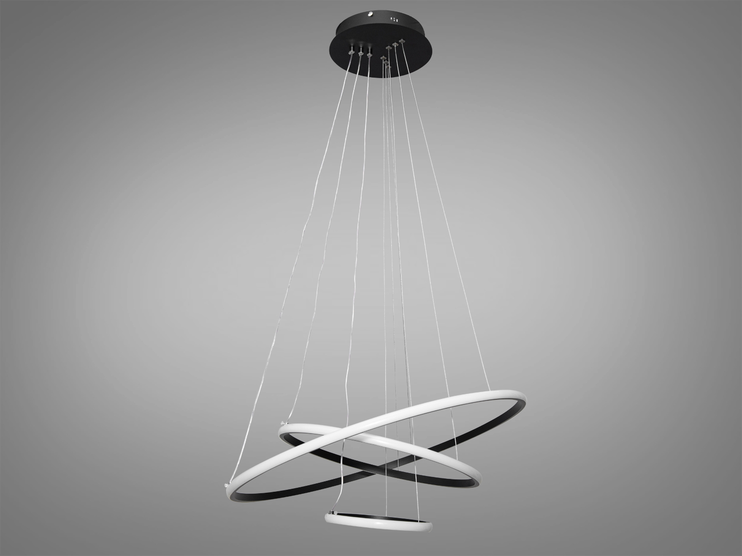 Стильна підвісна LED люстра в вітальню з пультом, димером, 90W, чорний