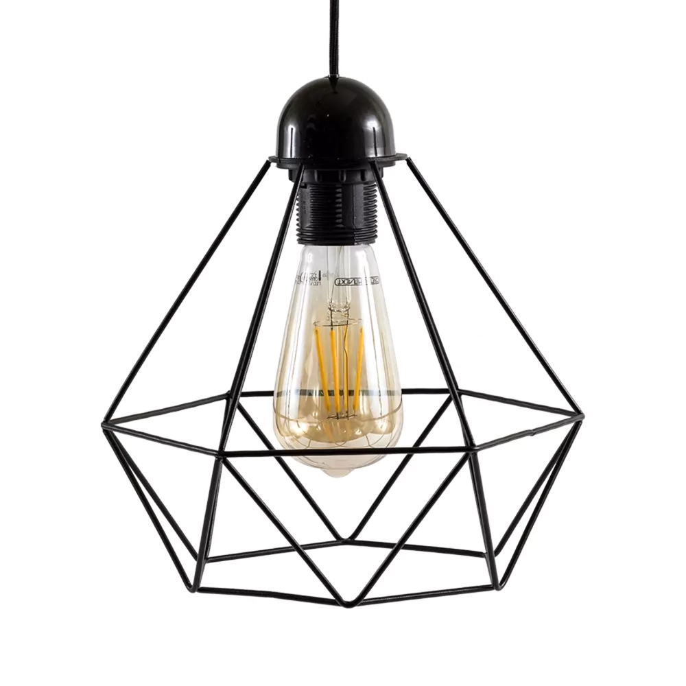 Світильник підвісний великий на 1 лампу чорний в стилі Лофт метал