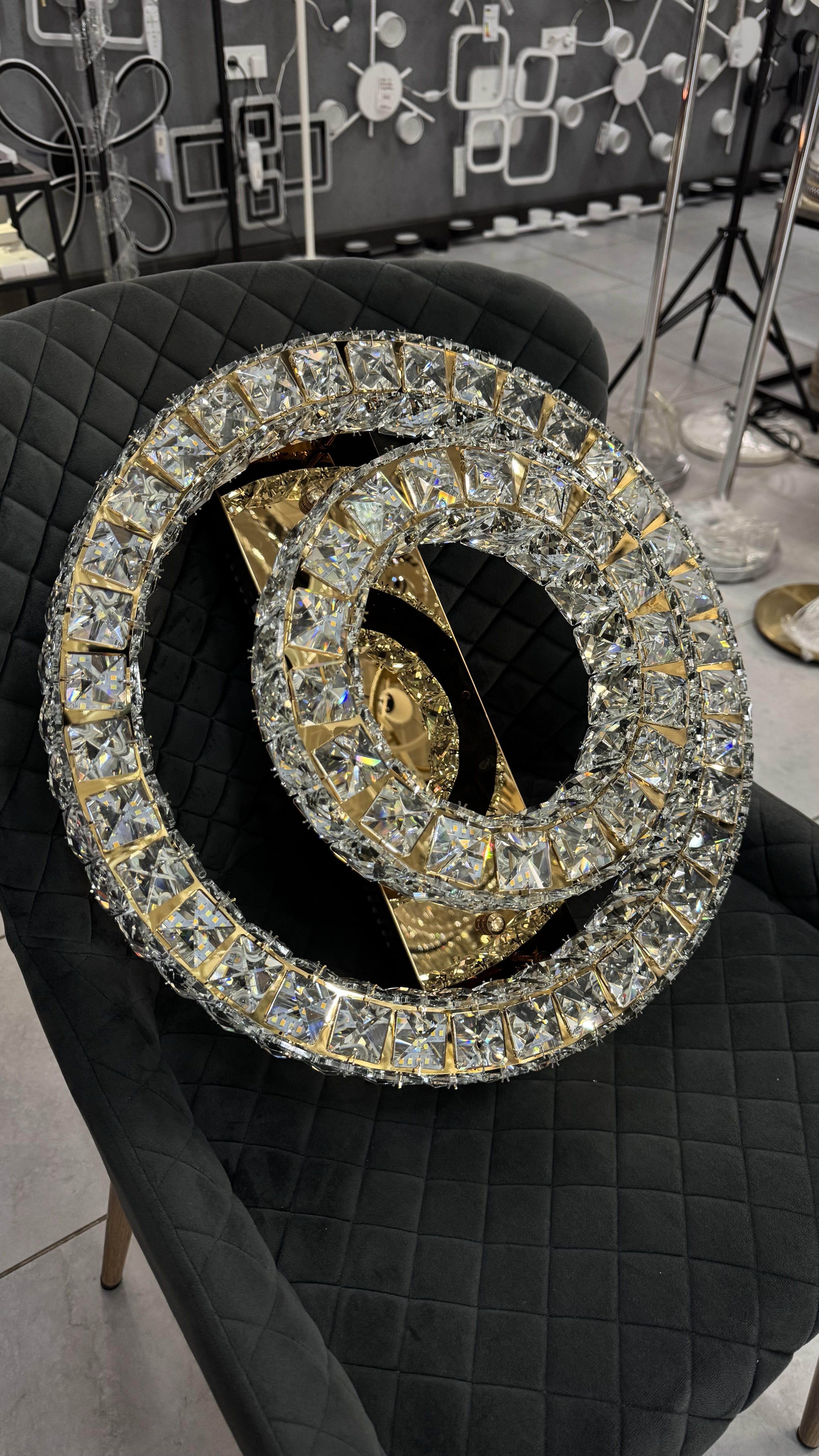 Стельова криштатева люстра в золоті 60W - Зображення 2