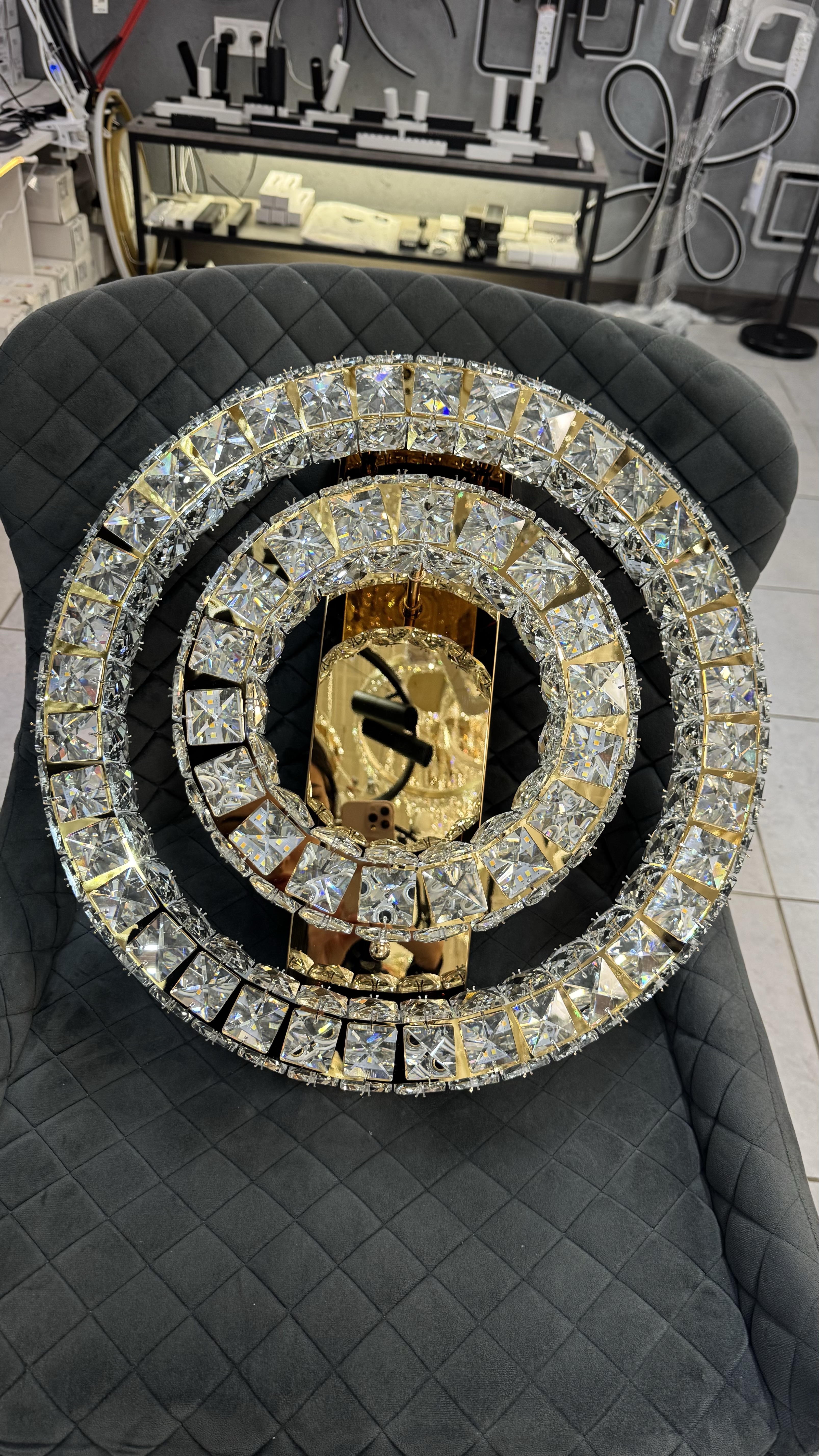 Стельова криштатева люстра в золоті 60W - Зображення 9