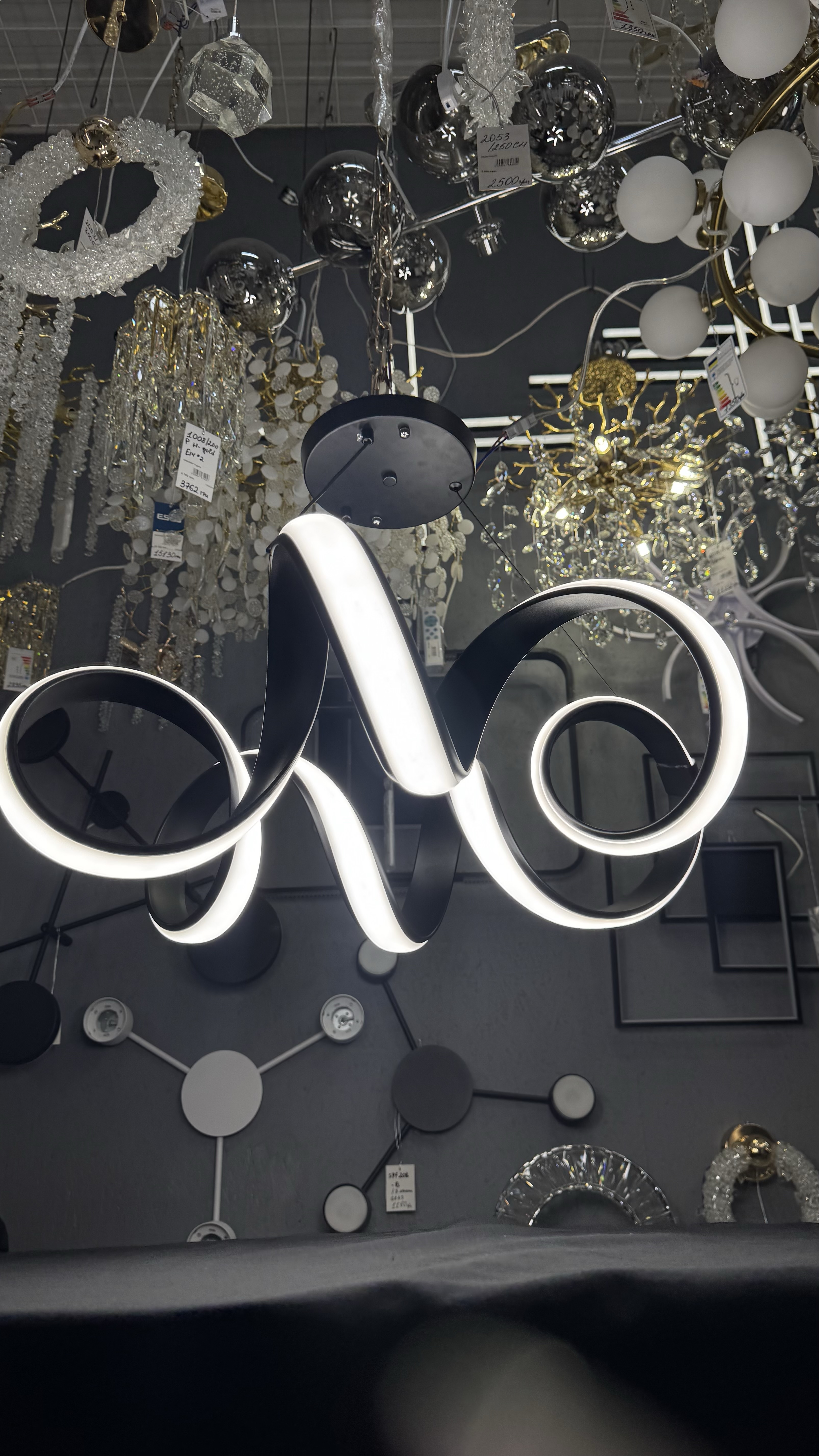 Світлодіодна підвісна люстра, чорна, 169W - Зображення 8