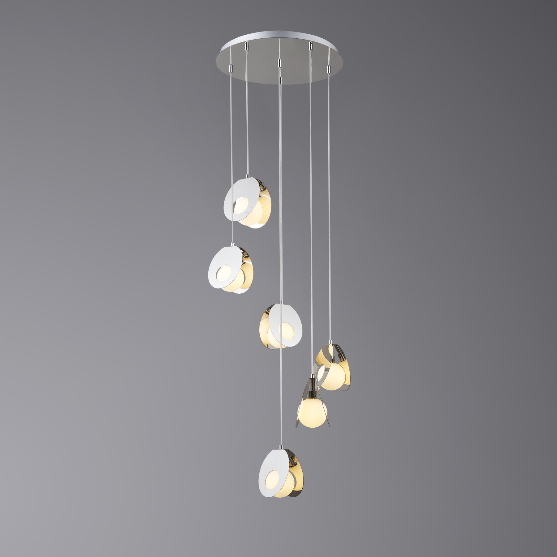 Підвісна люстра каскадна 6 ламп  хром, метал/скло ESTE