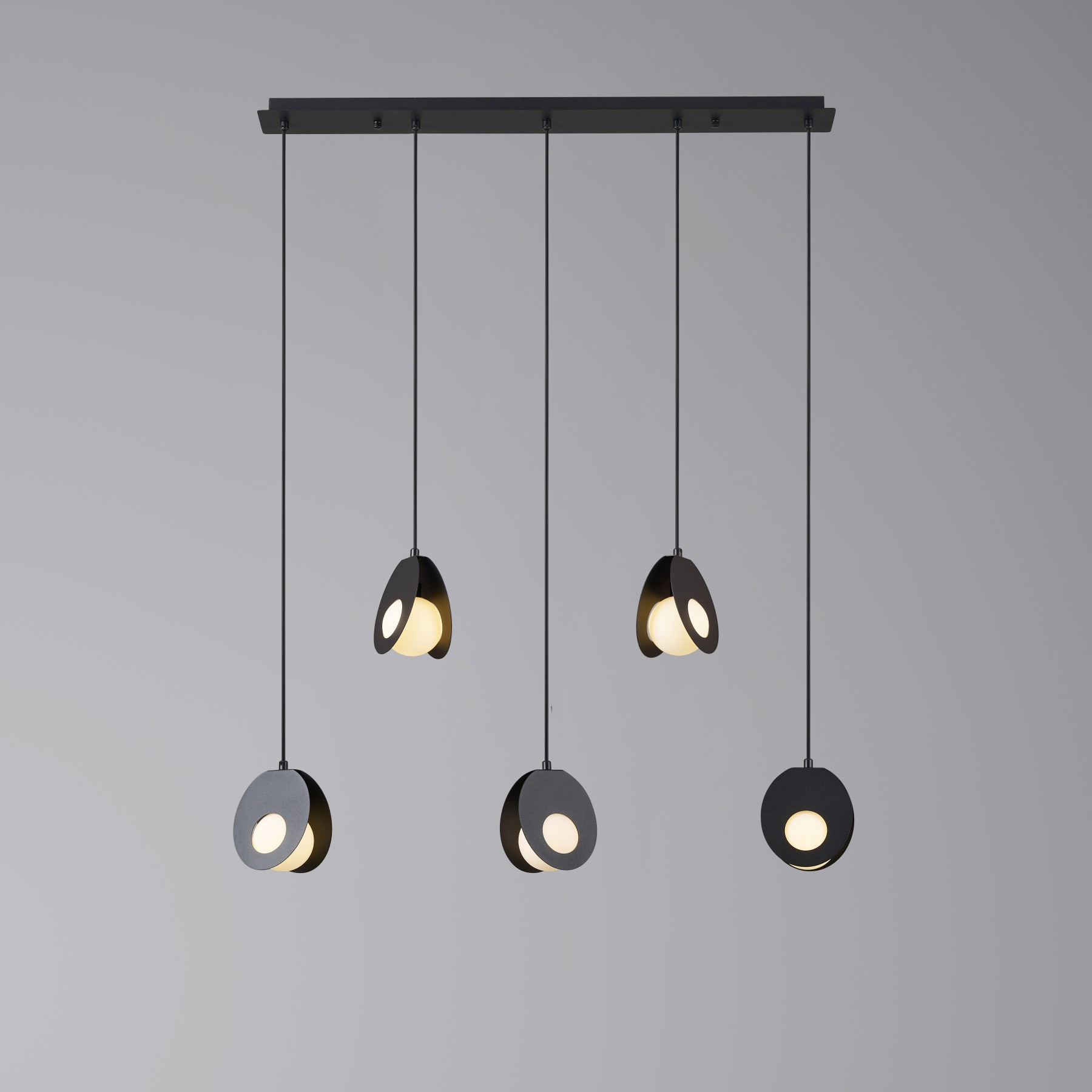 Підвісна люстра видовжена на 5 ламп G9, чорний, метал/скло ESTE