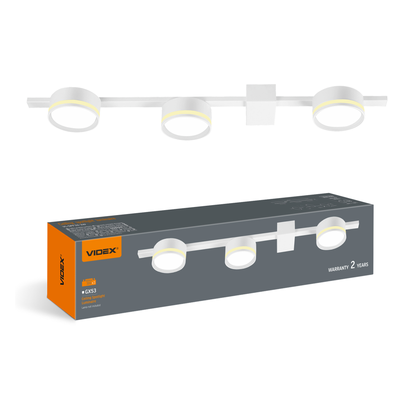 Світильник VIDEX накладний під 3 лампи, білий