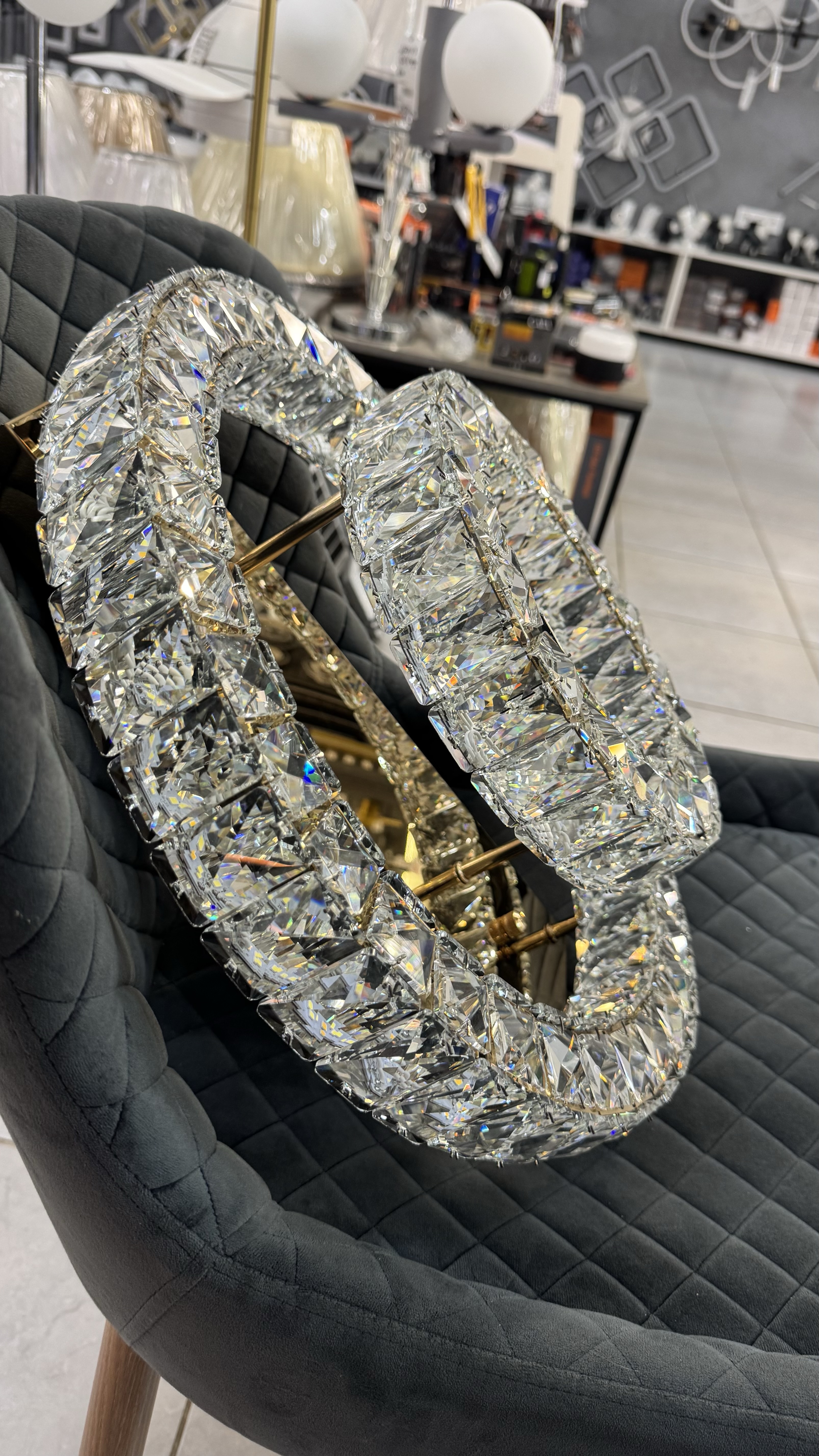 Стельова криштатева люстра в золоті 60W - Зображення 7