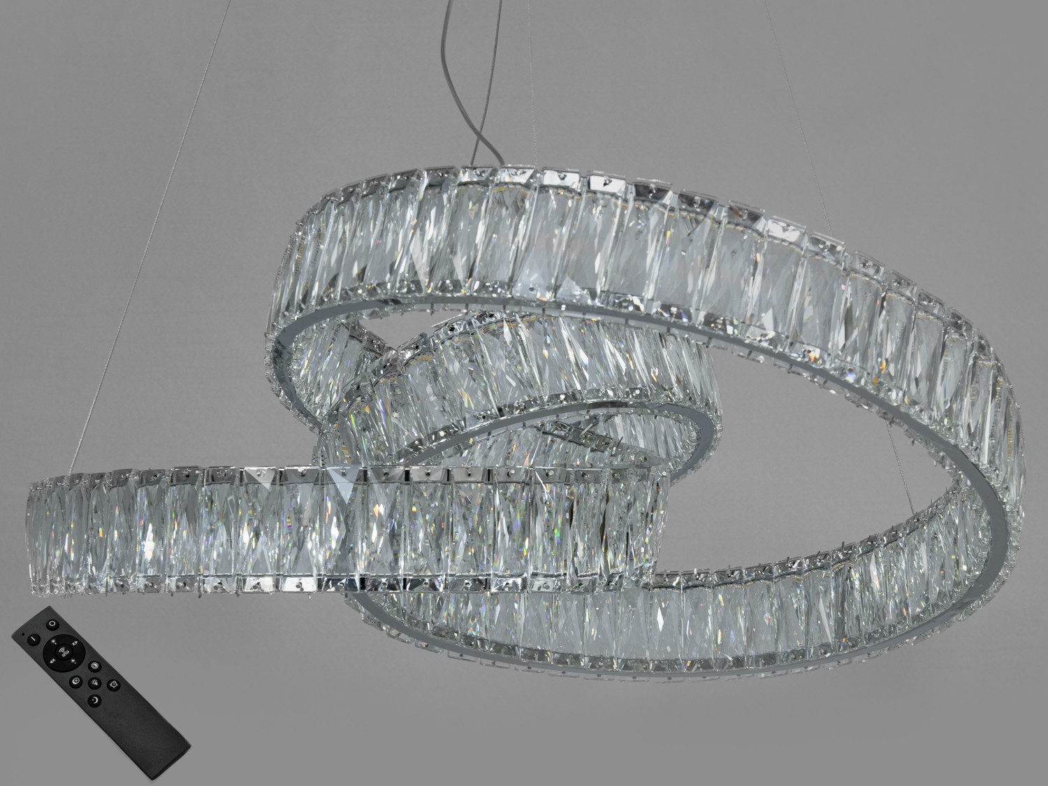 хром підвісна кришталева LED-люстра з пультом, 80W - Зображення 2