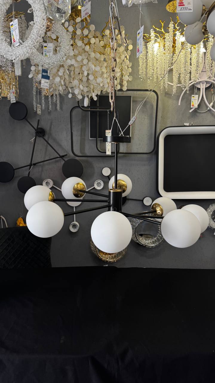 Підвісна люстра  чорний + мідь, 8 ламп - Зображення 3