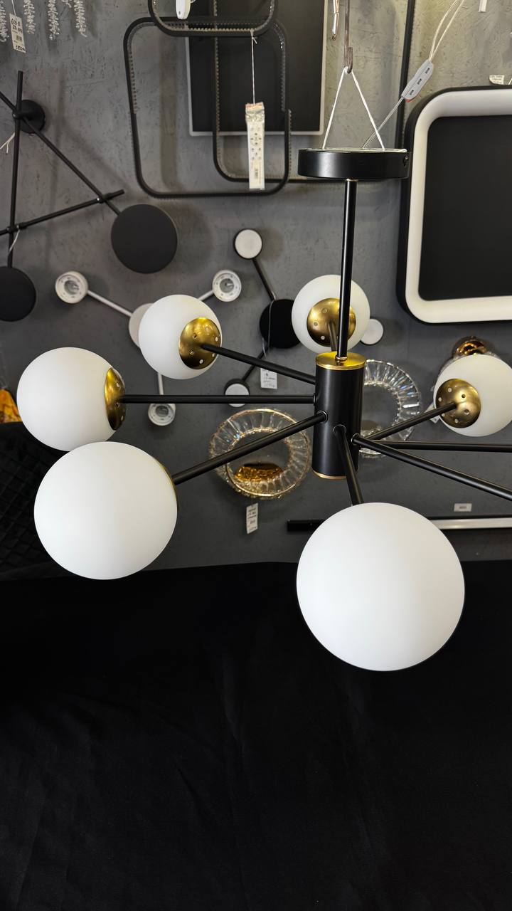 Підвісна люстра  чорний + мідь, 8 ламп - Зображення 6