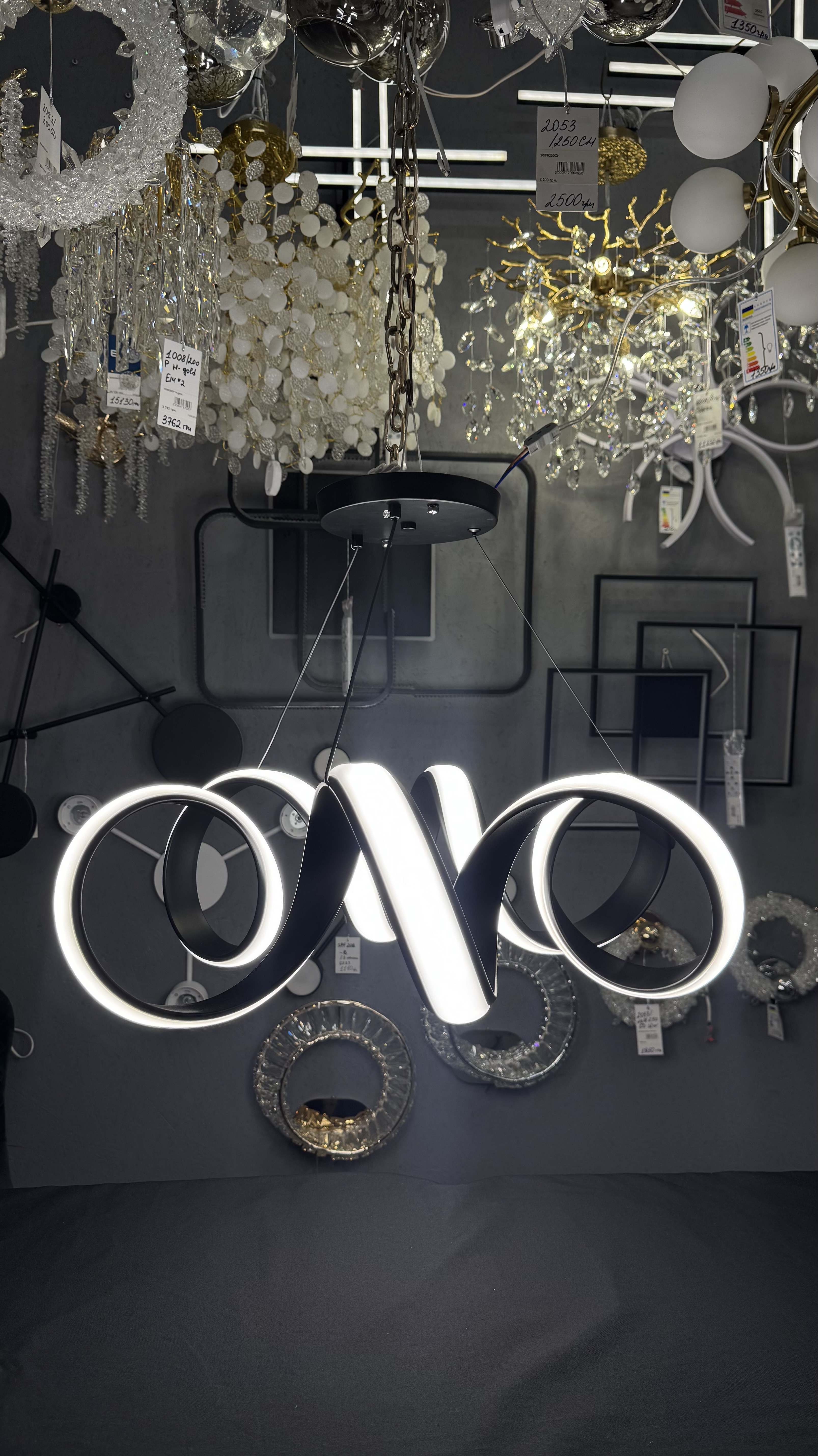 Світлодіодна підвісна люстра, чорна, 169W - Зображення 21