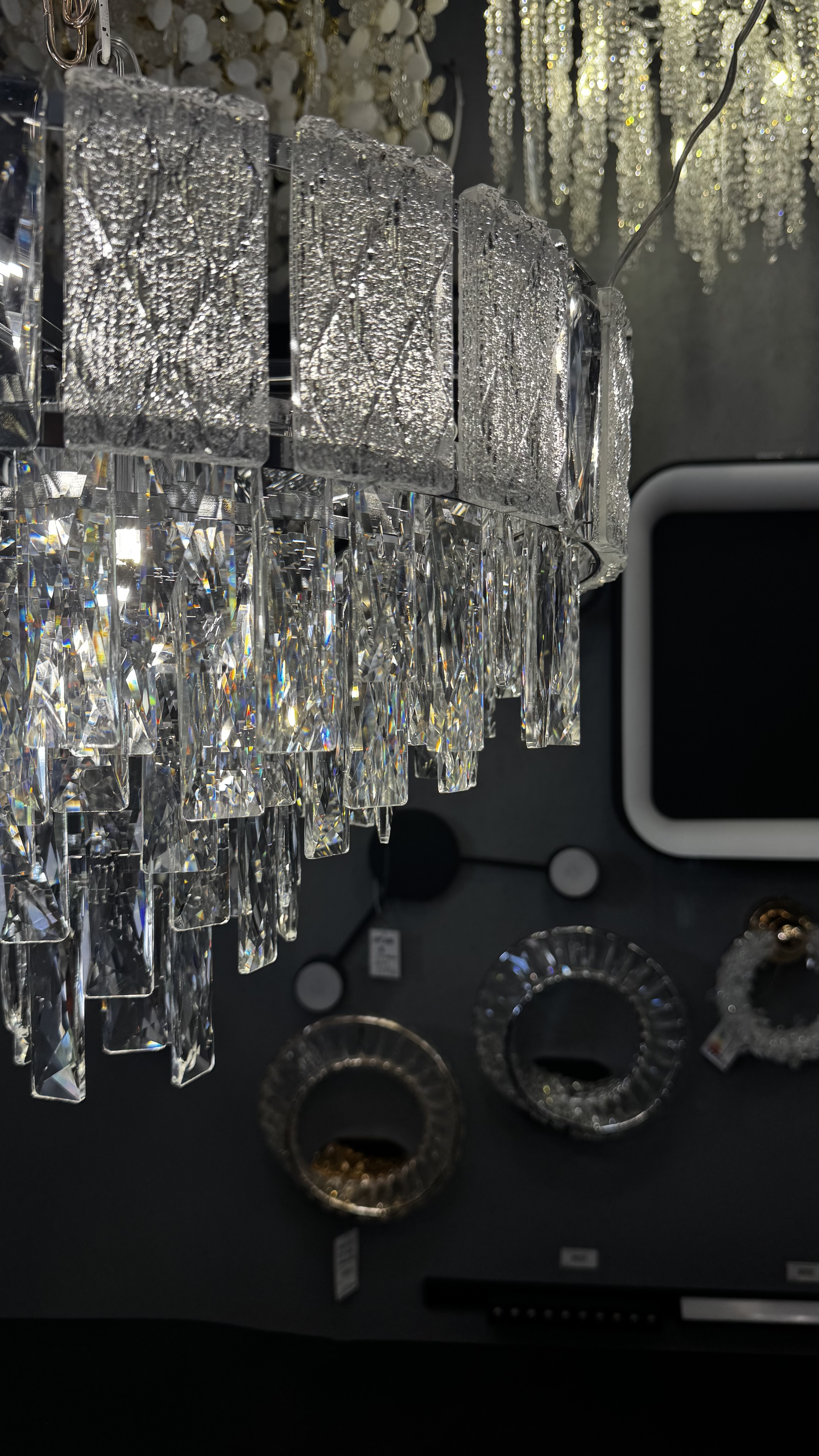 Срібна кришталева люстра підвіс в спальню, 9 ламп - Зображення 7