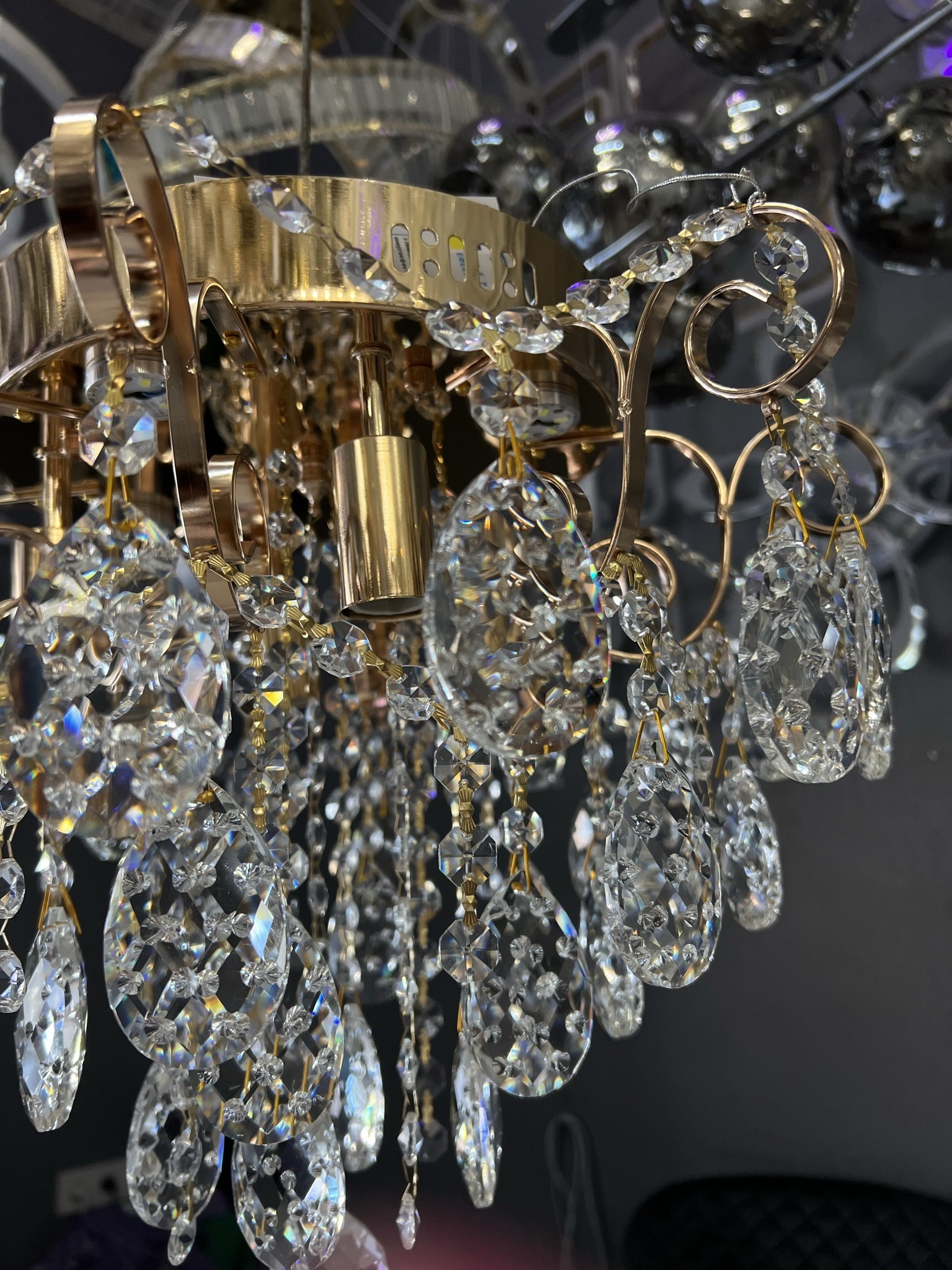 Кришталева потолочна люстра на 4 лампи E14, золото/кришталь - Зображення 5