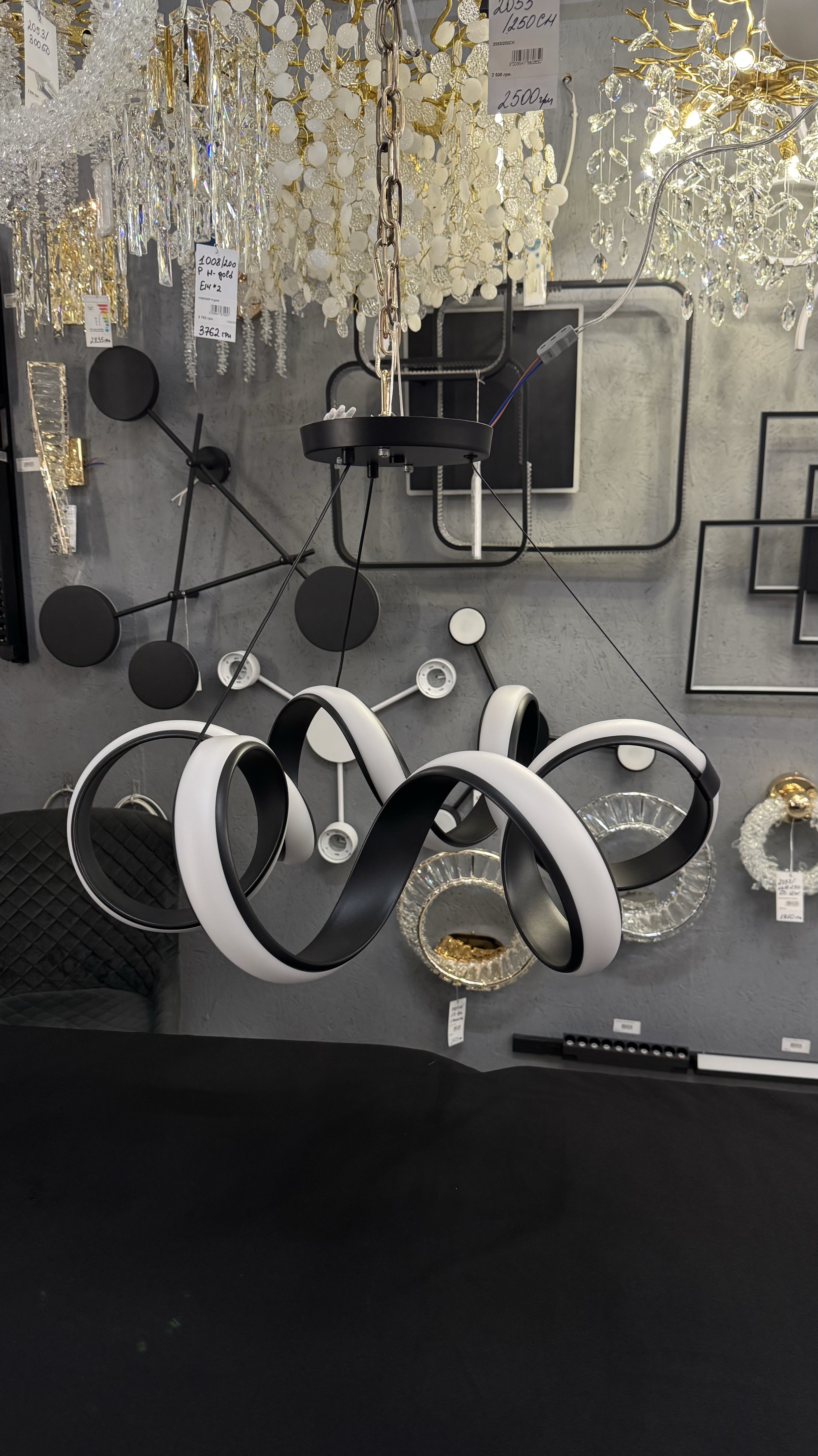 Світлодіодна підвісна люстра, чорна, 169W - Зображення 17