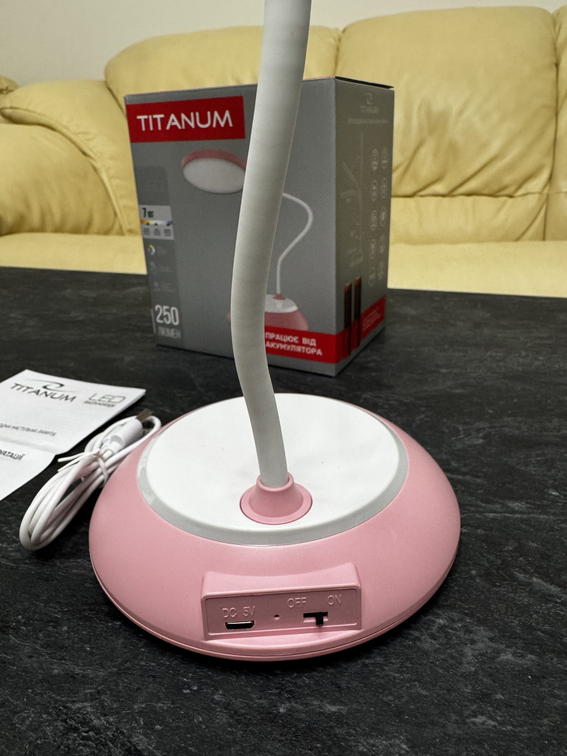 Настільна LED лампа з акумулятором, 7W, рожева - Зображення 4