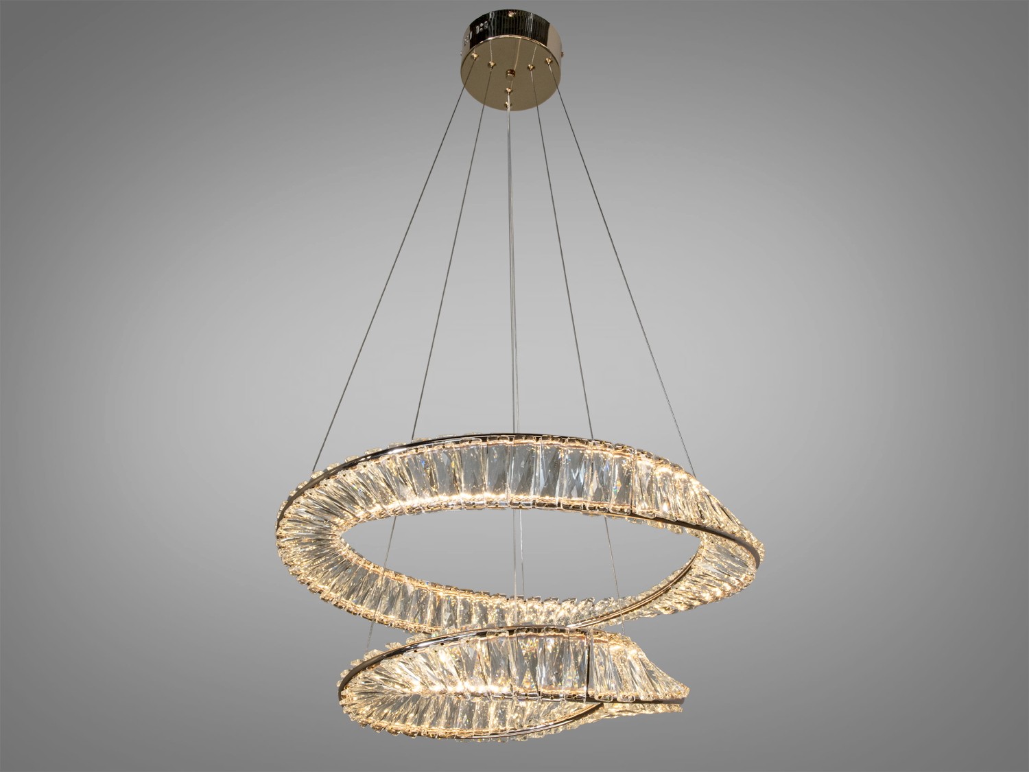 Інноваційна кришталева світлодіодна люстра на тросах, 110W, золото - Зображення 3