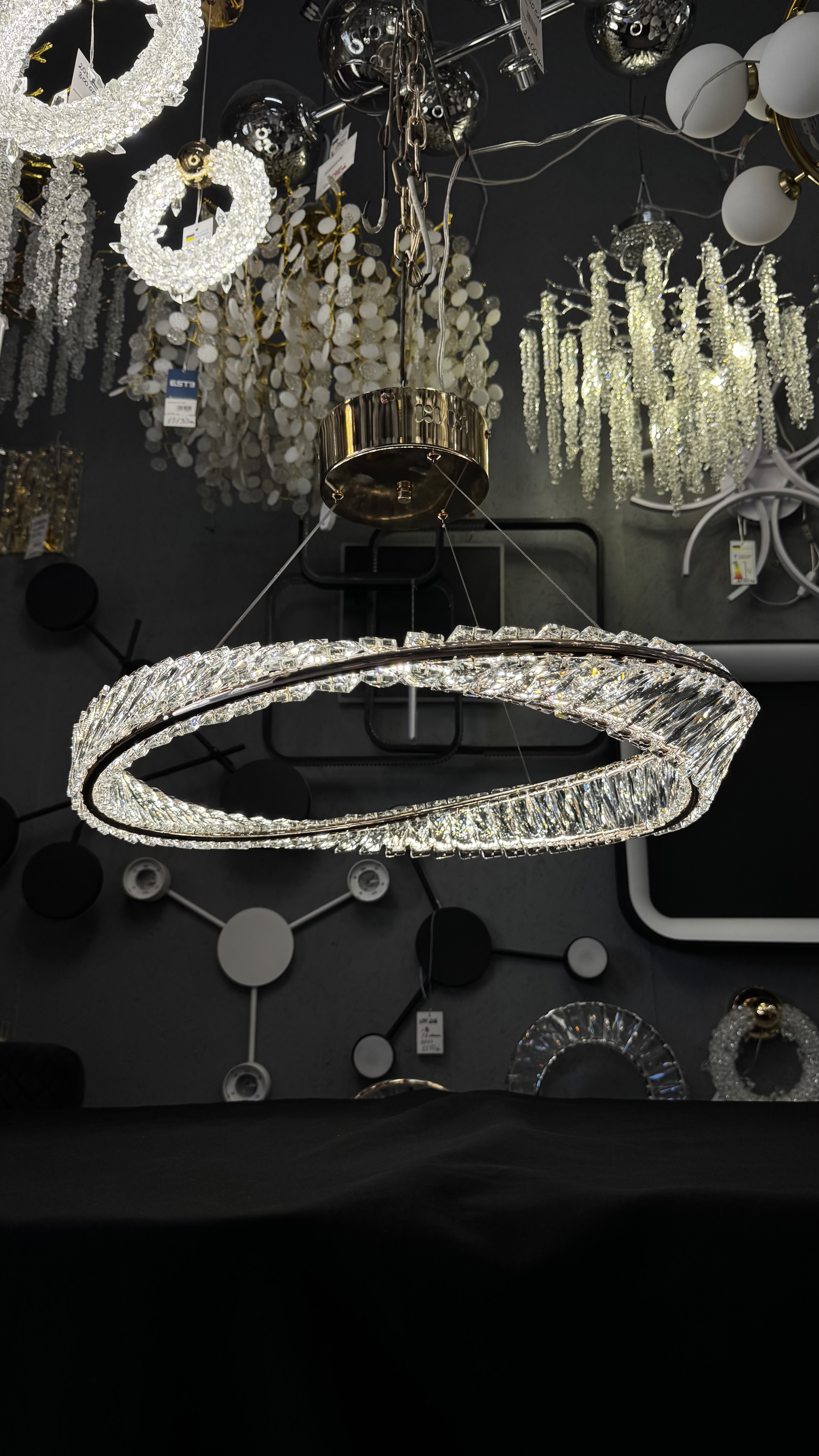 Вишукана світлодіодна кришталева люстра, 72 W золото - Зображення 6