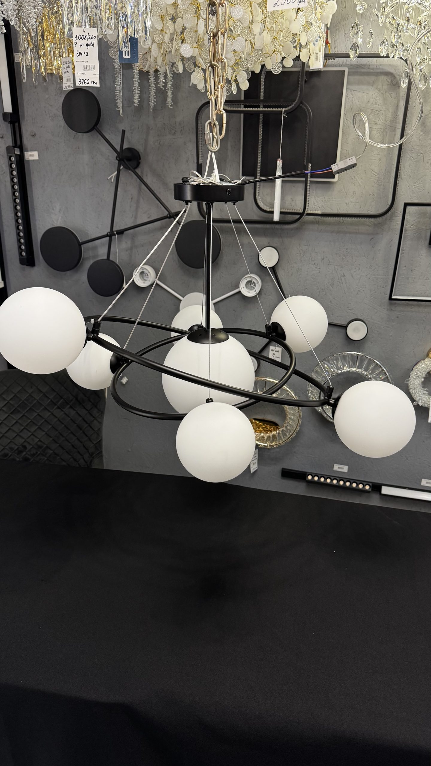 Підвісна люстра Loft “Бульбашки” на 7 ламп,чорна - Зображення 3