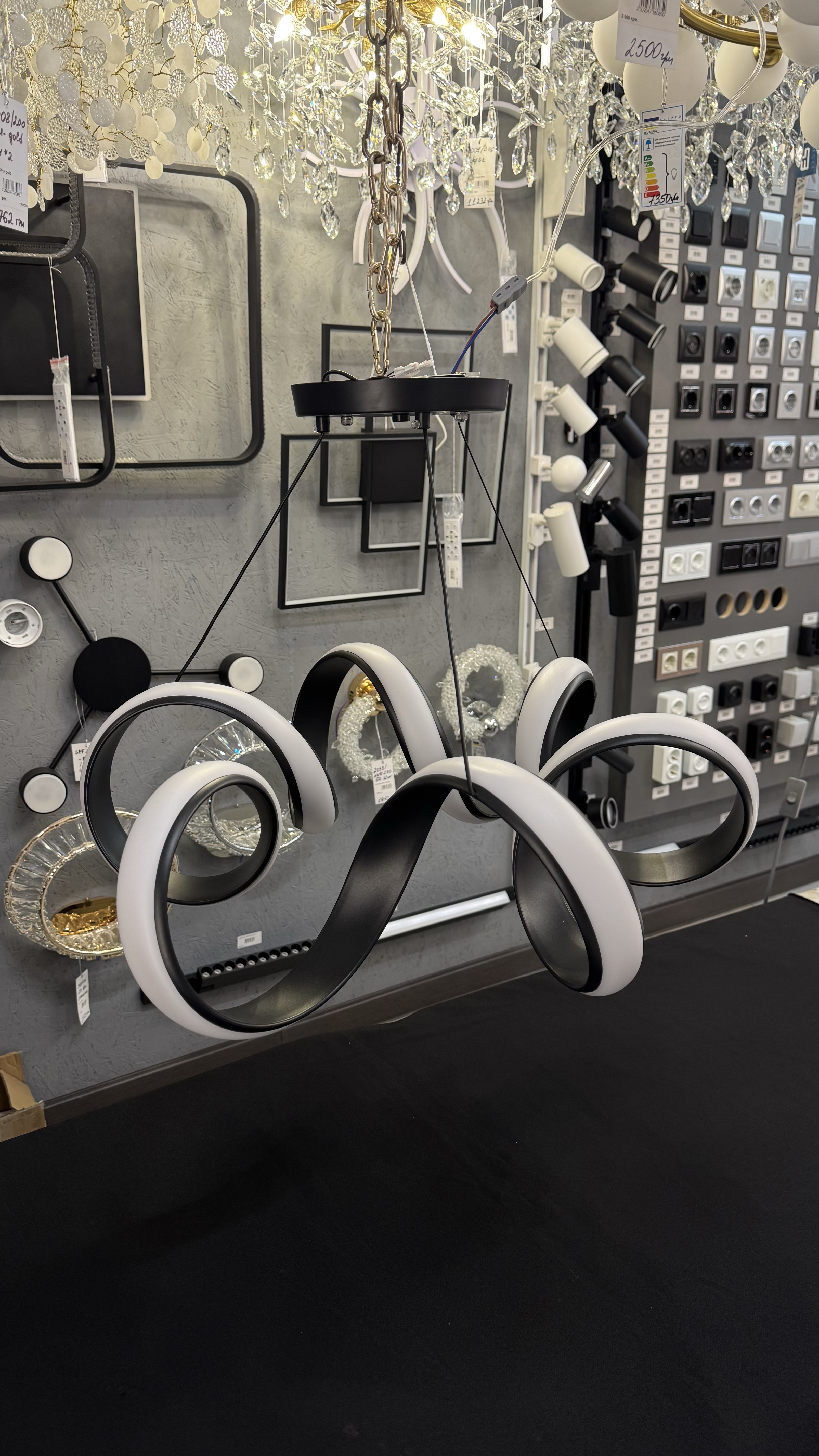 Світлодіодна підвісна люстра, чорна, 169W - Зображення 33