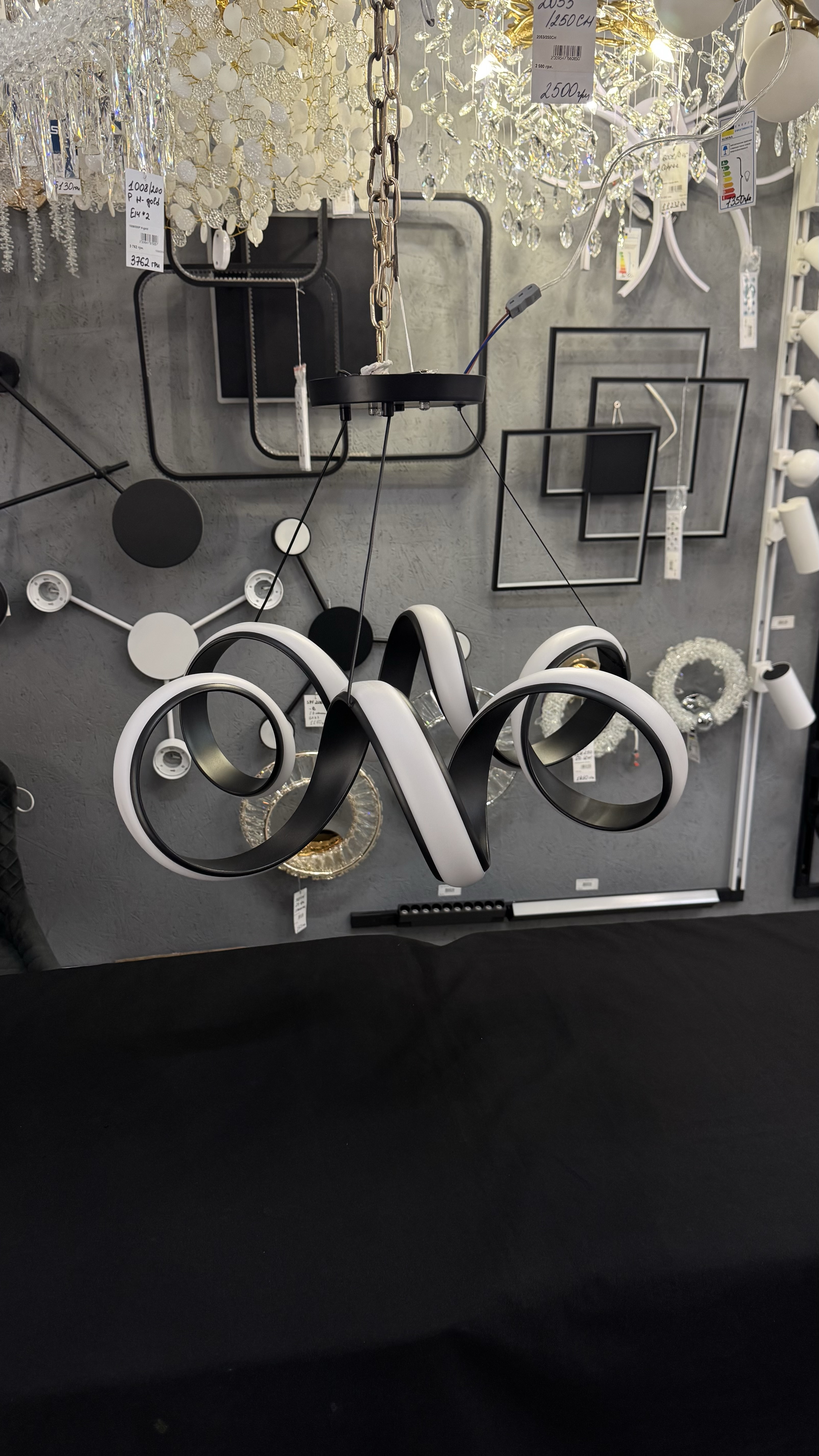 Світлодіодна підвісна люстра, чорна, 169W - Зображення 14