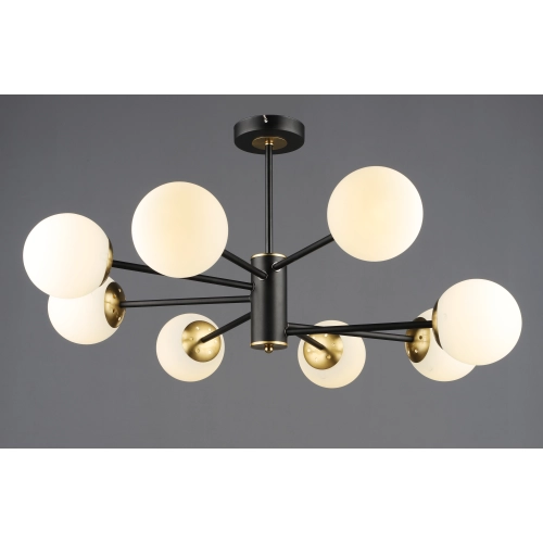 Підвісна люстра чорний + мідь, 8 ламп