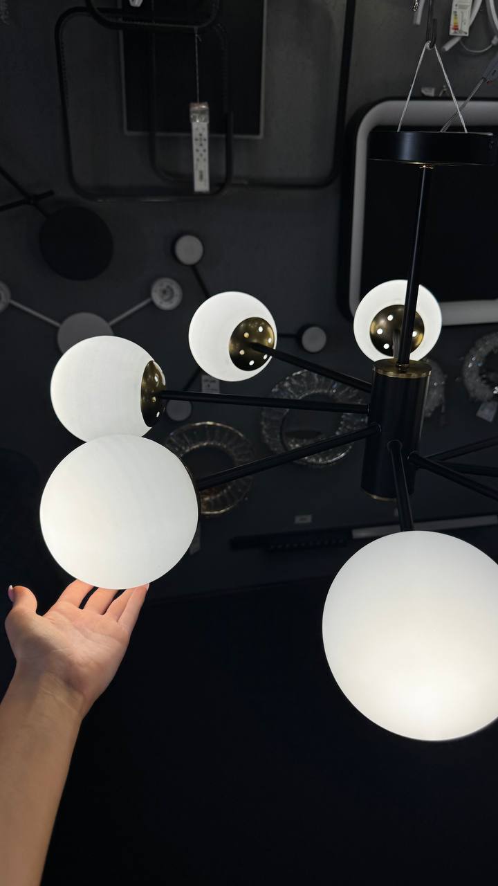 Підвісна люстра чорний + мідь, 8 ламп - Зображення 4