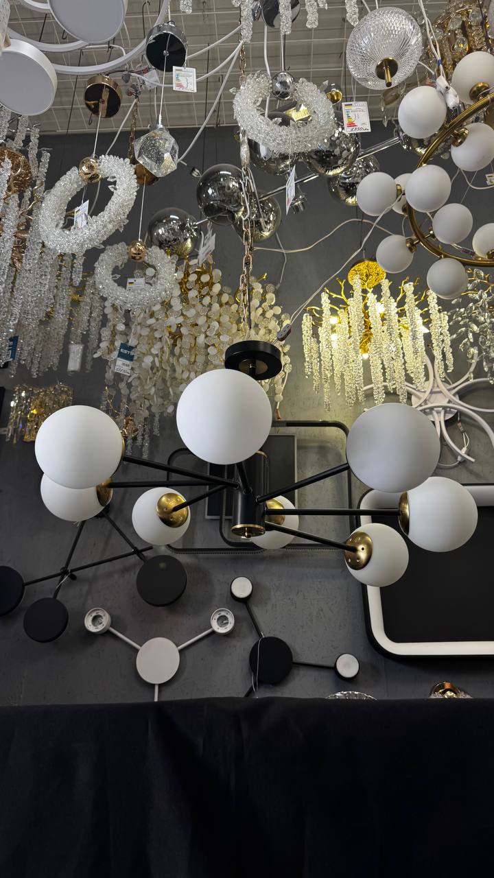 Підвісна люстра чорний + мідь, 8 ламп - Зображення 5