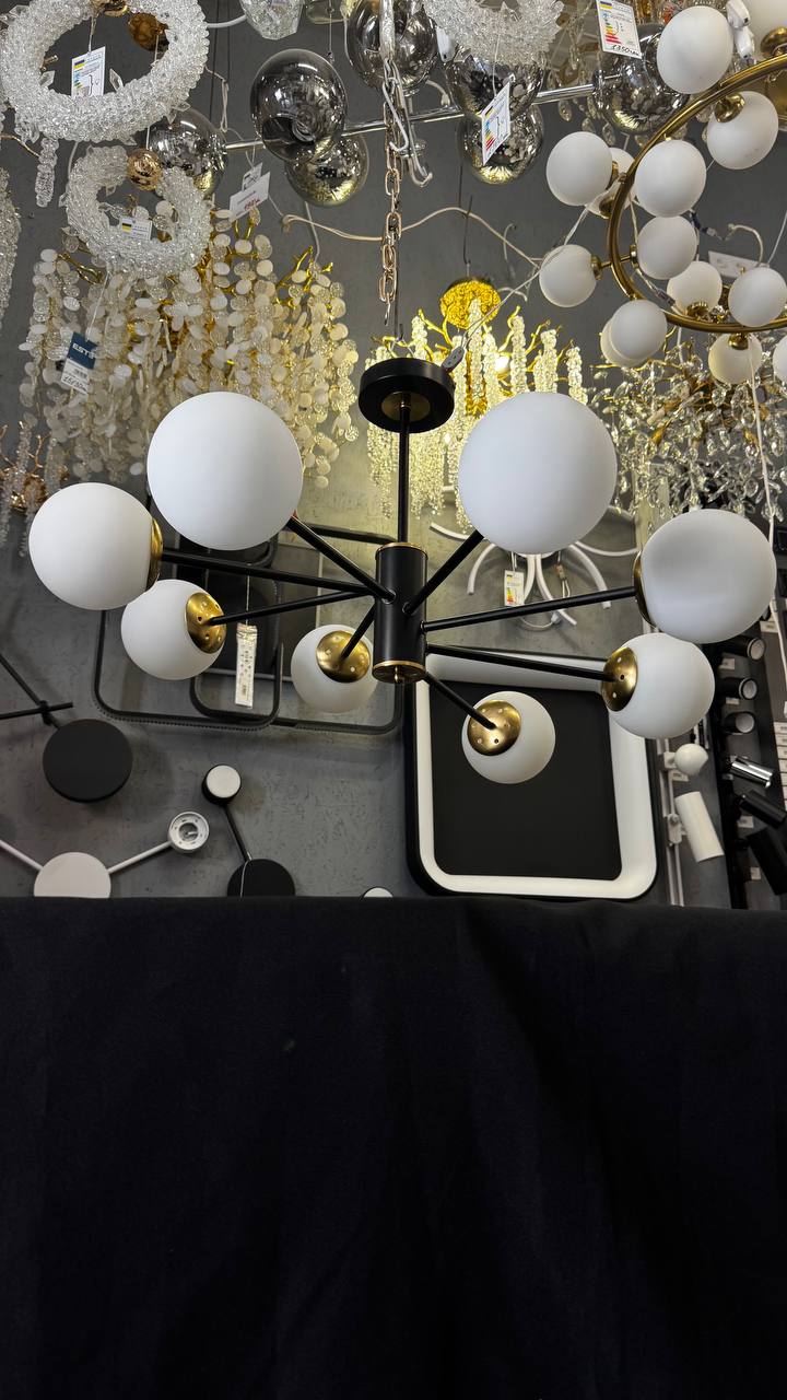 Підвісна люстра чорний + мідь, 8 ламп - Зображення 7