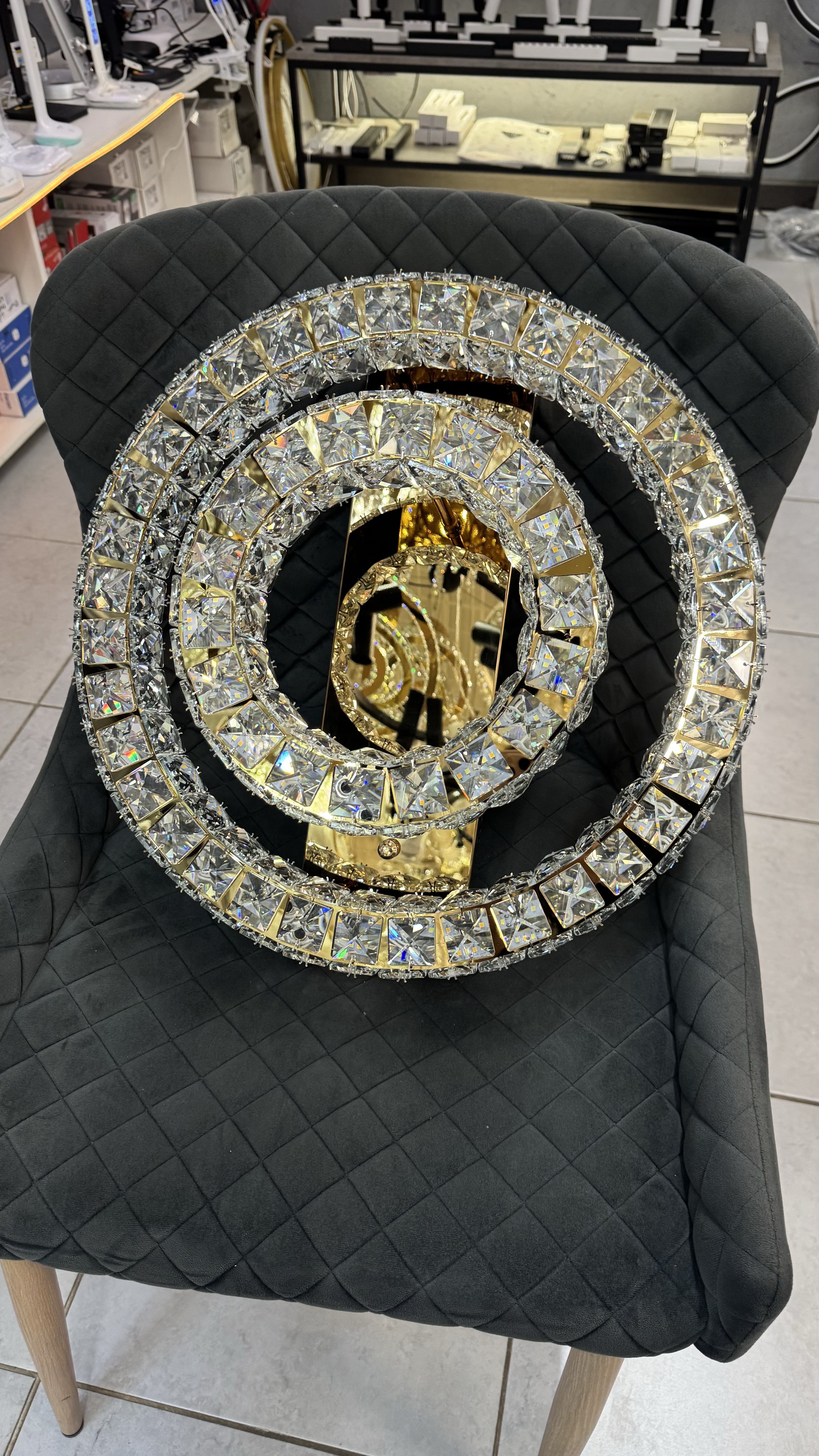 Стельова криштатева люстра в золоті 60W - Зображення 12