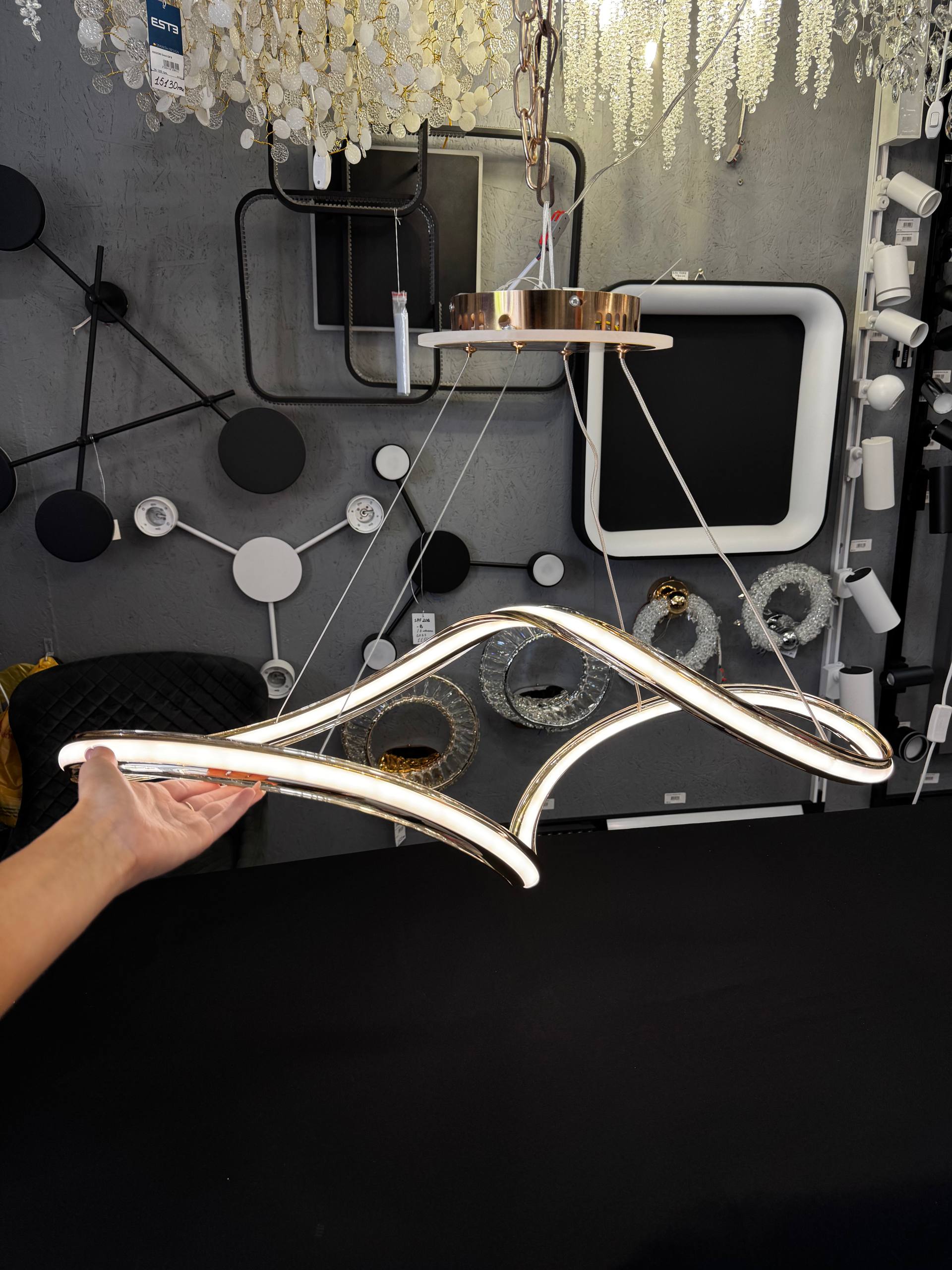 Підвісна LED люстра золото - Зображення 2