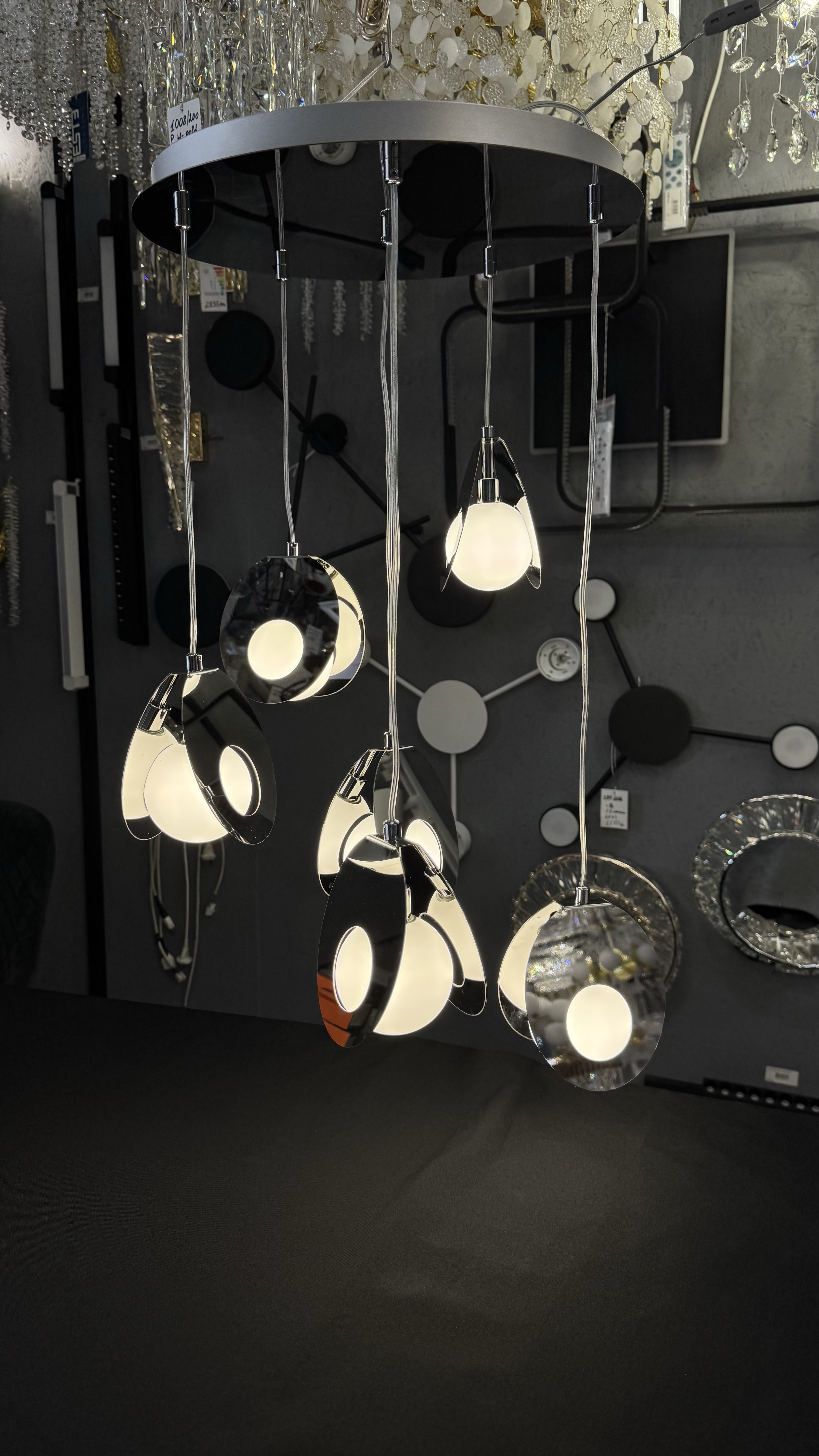 Підвісна люстра каскадна 6 ламп хром, метал/скло ESTE - Зображення 3