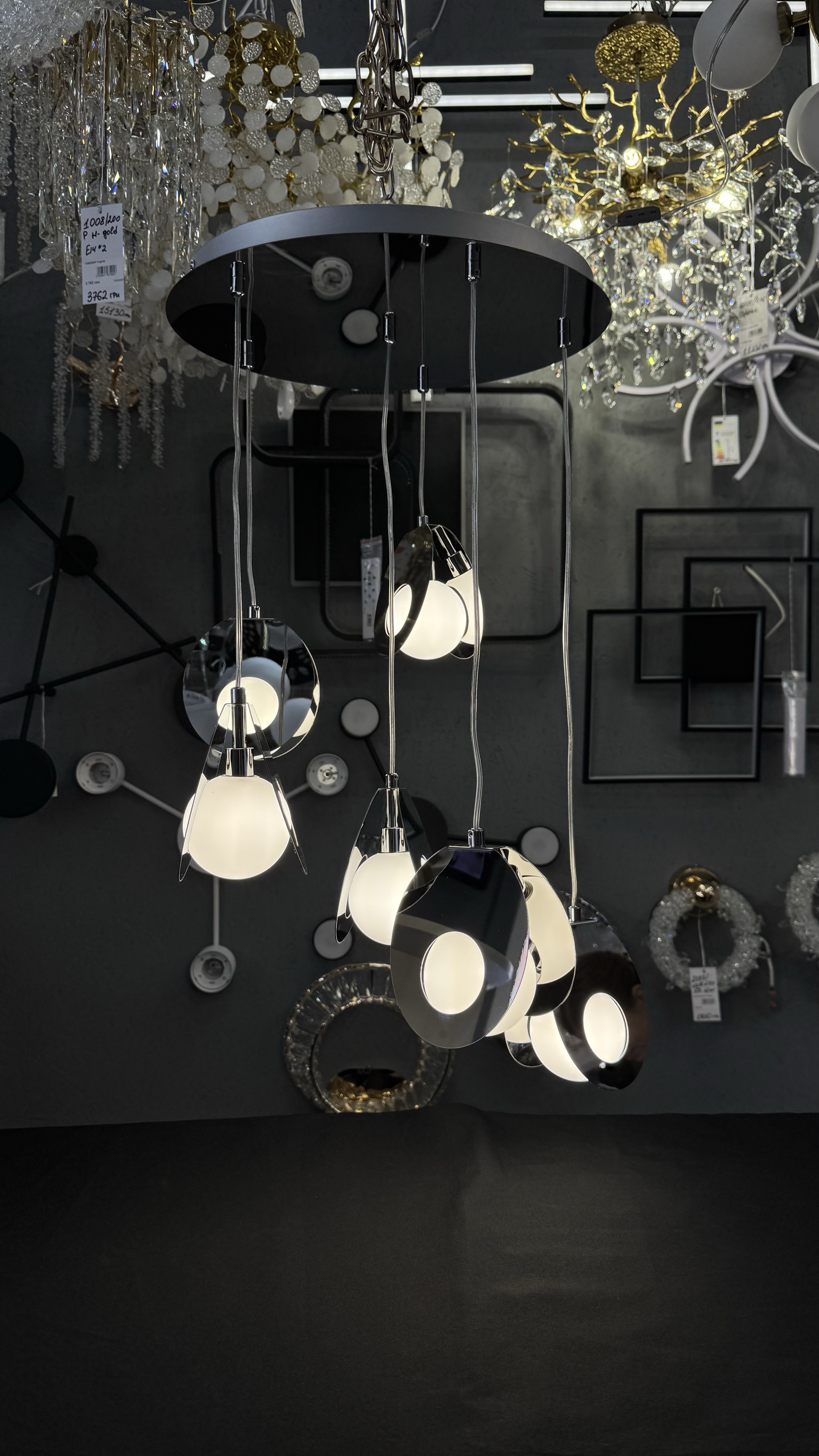 Підвісна люстра каскадна 6 ламп хром, метал/скло ESTE - Зображення 4