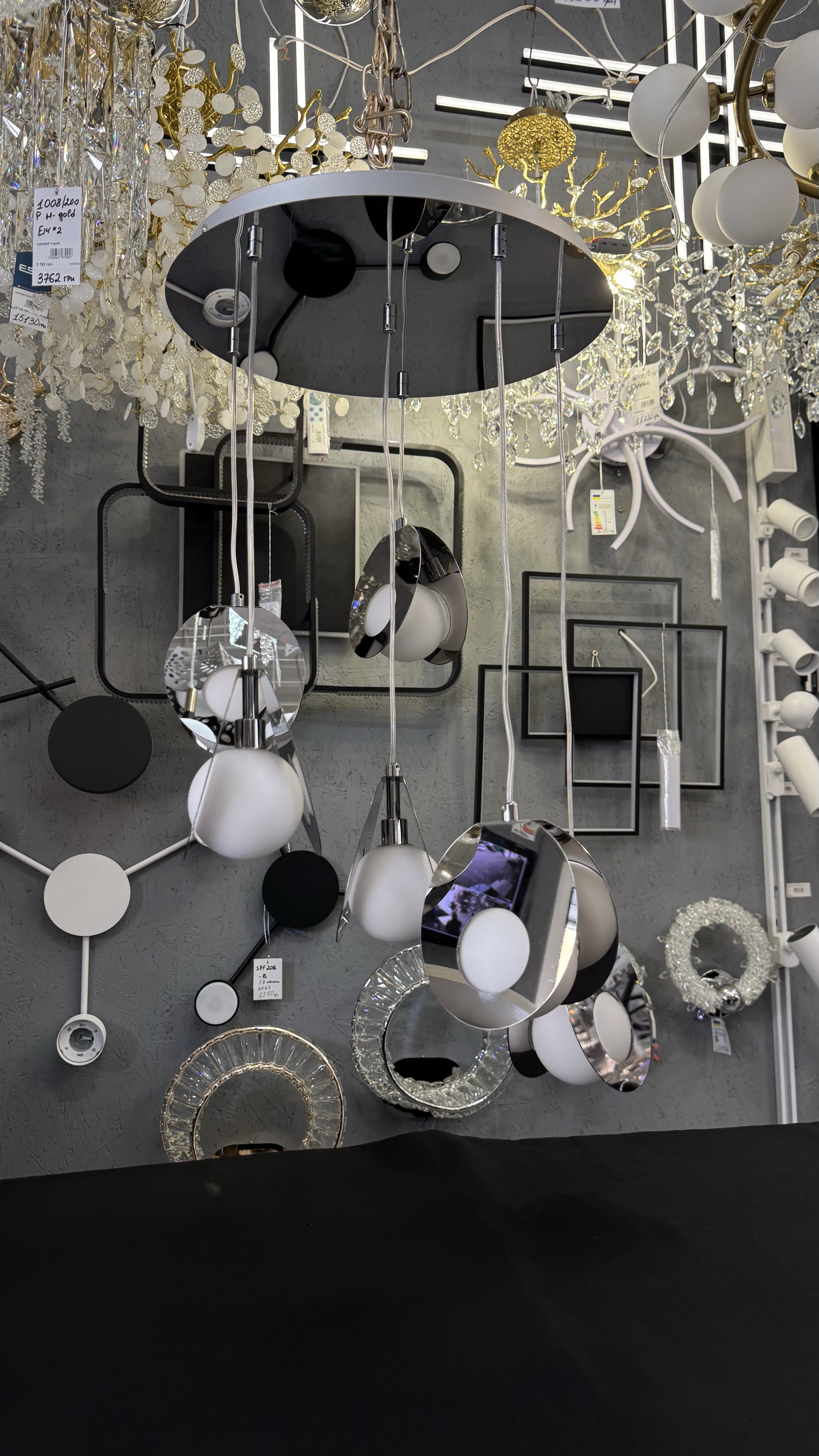 Підвісна люстра каскадна 6 ламп хром, метал/скло ESTE - Зображення 6