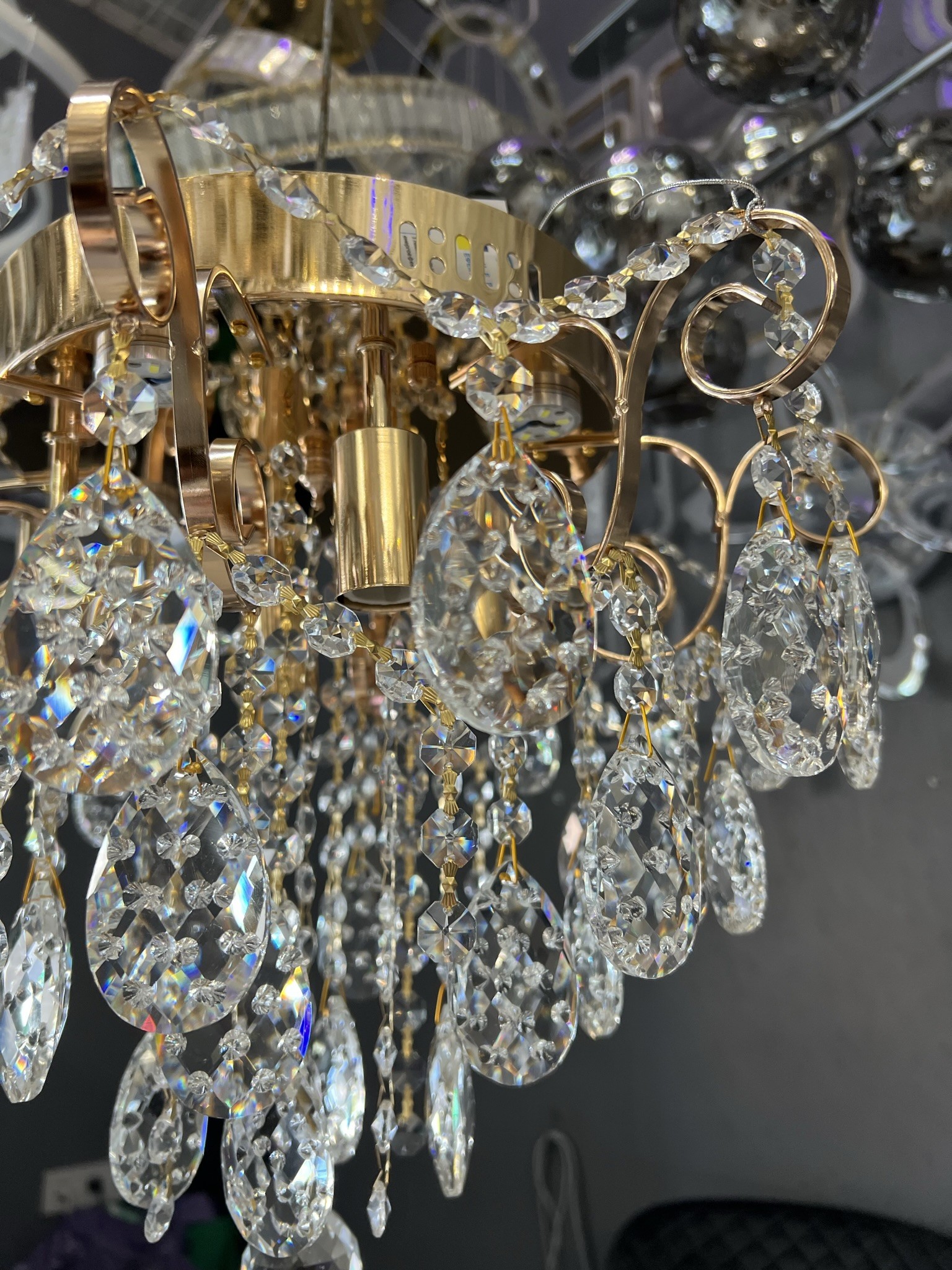 Кришталева потолочна люстра на 4 лампи E14, золото/кришталь - Зображення 6