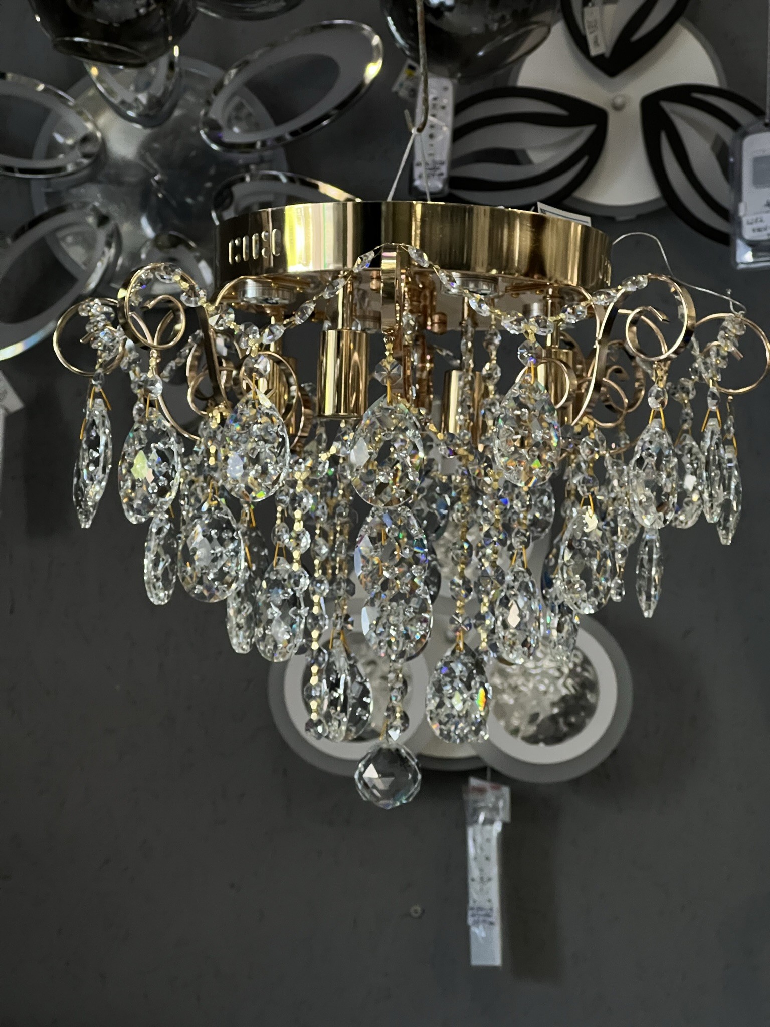 Кришталева потолочна люстра на 4 лампи E14, золото/кришталь