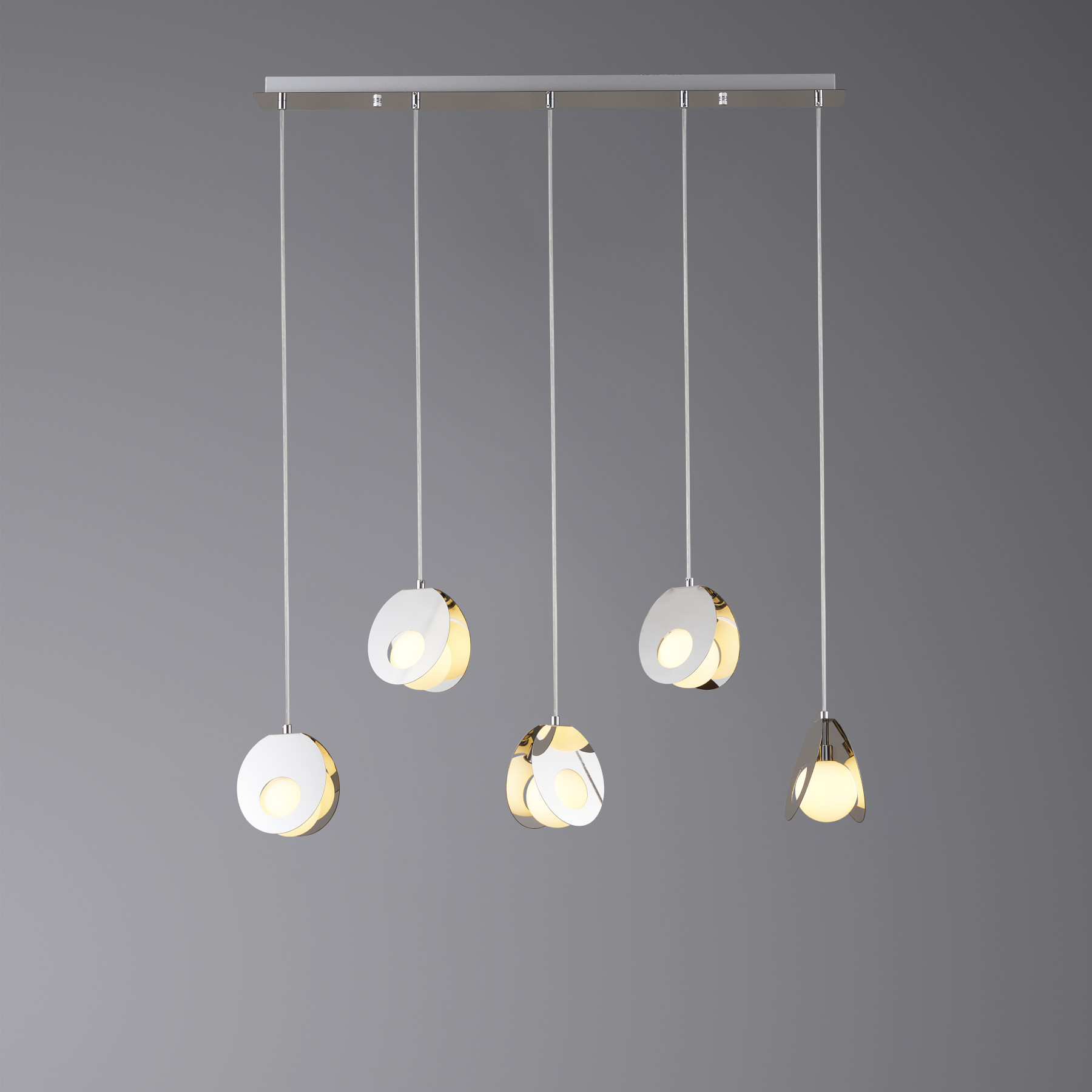 Підвісна видовжений світильник 5 ламп G9, хром, метал/скло ESTE