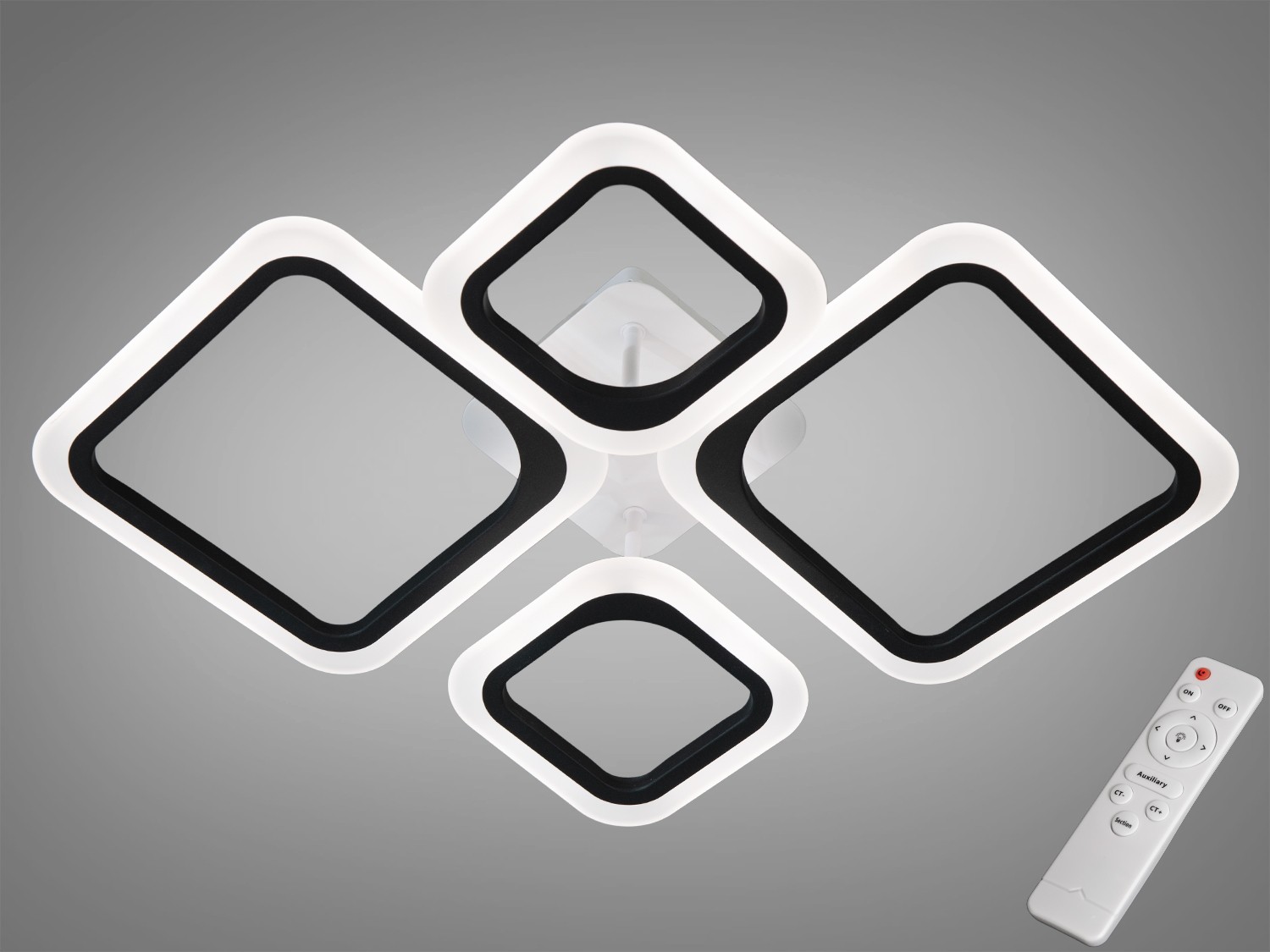 Чорна LED люстра смарт світильник накладний 52W