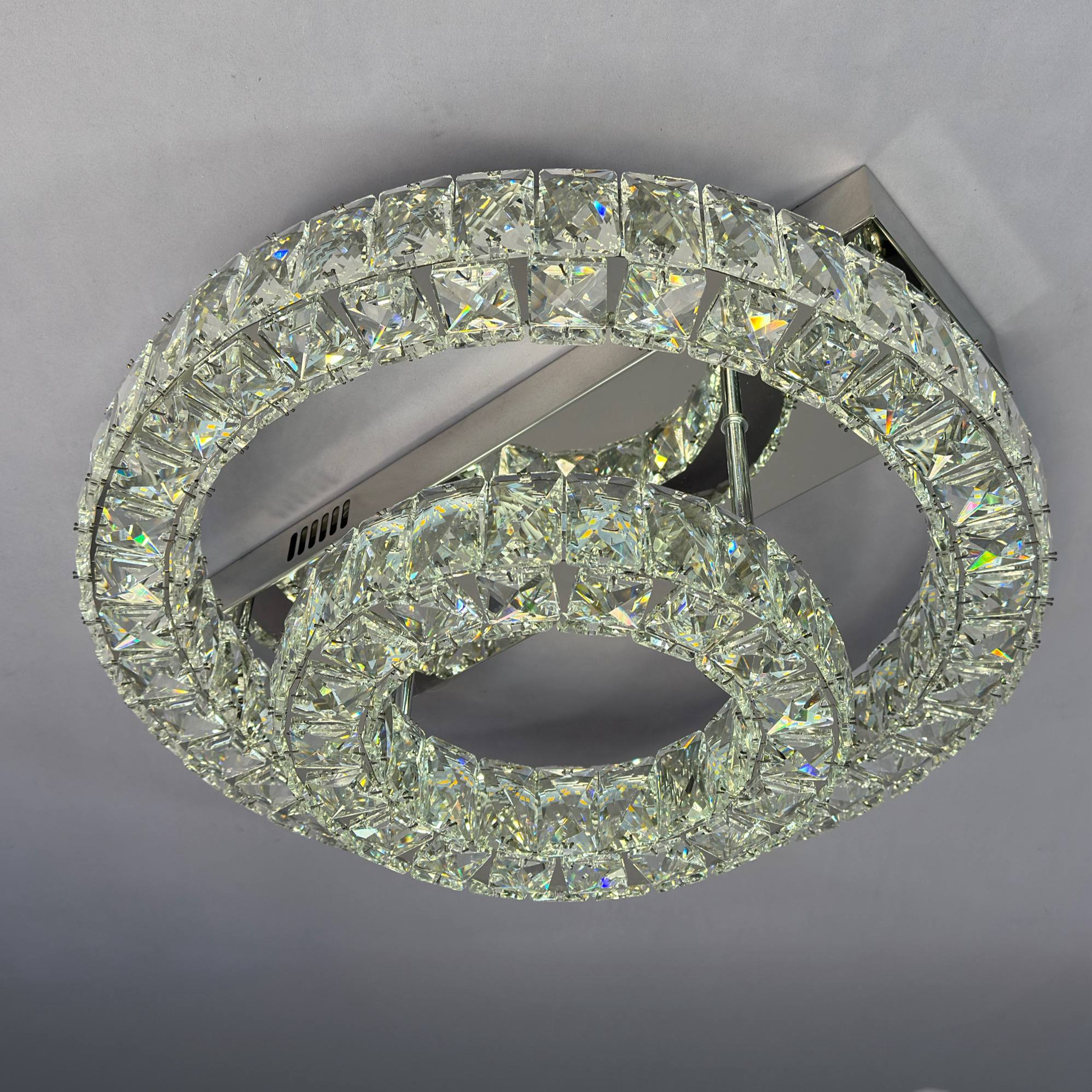 Стельова кришталева люстра з пультом, хром, 60W